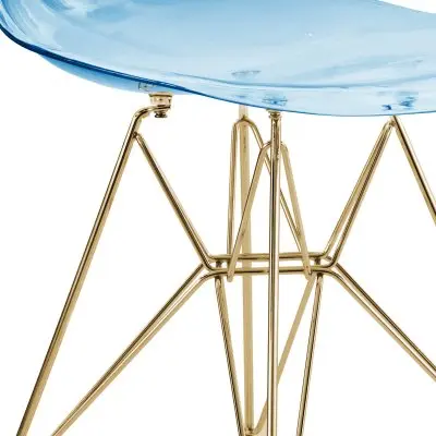 Cresco Molded Eiffel Side Chair with Gold Base, Set of 4