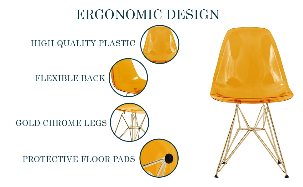 Cresco Molded Eiffel Side Chair with Gold Base