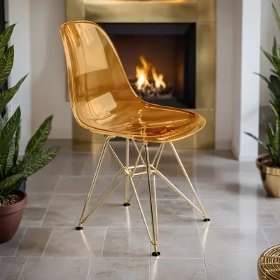 Cresco Molded Eiffel Side Chair with Gold Base