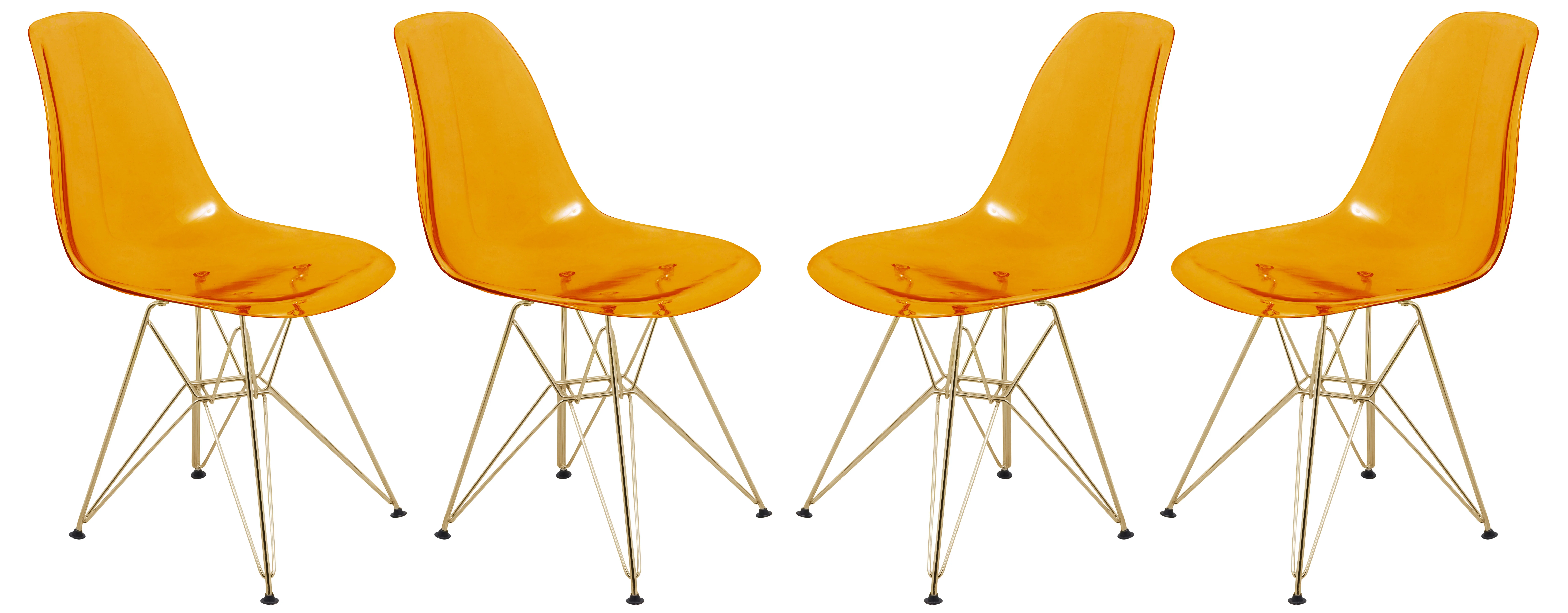 Cresco Molded Eiffel Side Chair with Gold Base, Set of 4