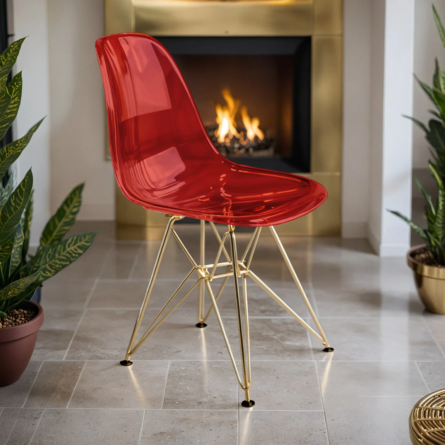 Cresco Molded Eiffel Side Chair with Gold Base