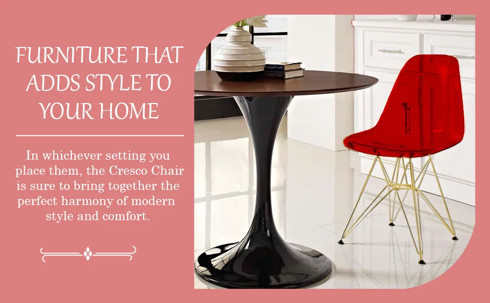 Cresco Molded Eiffel Side Chair with Gold Base, Set of 4