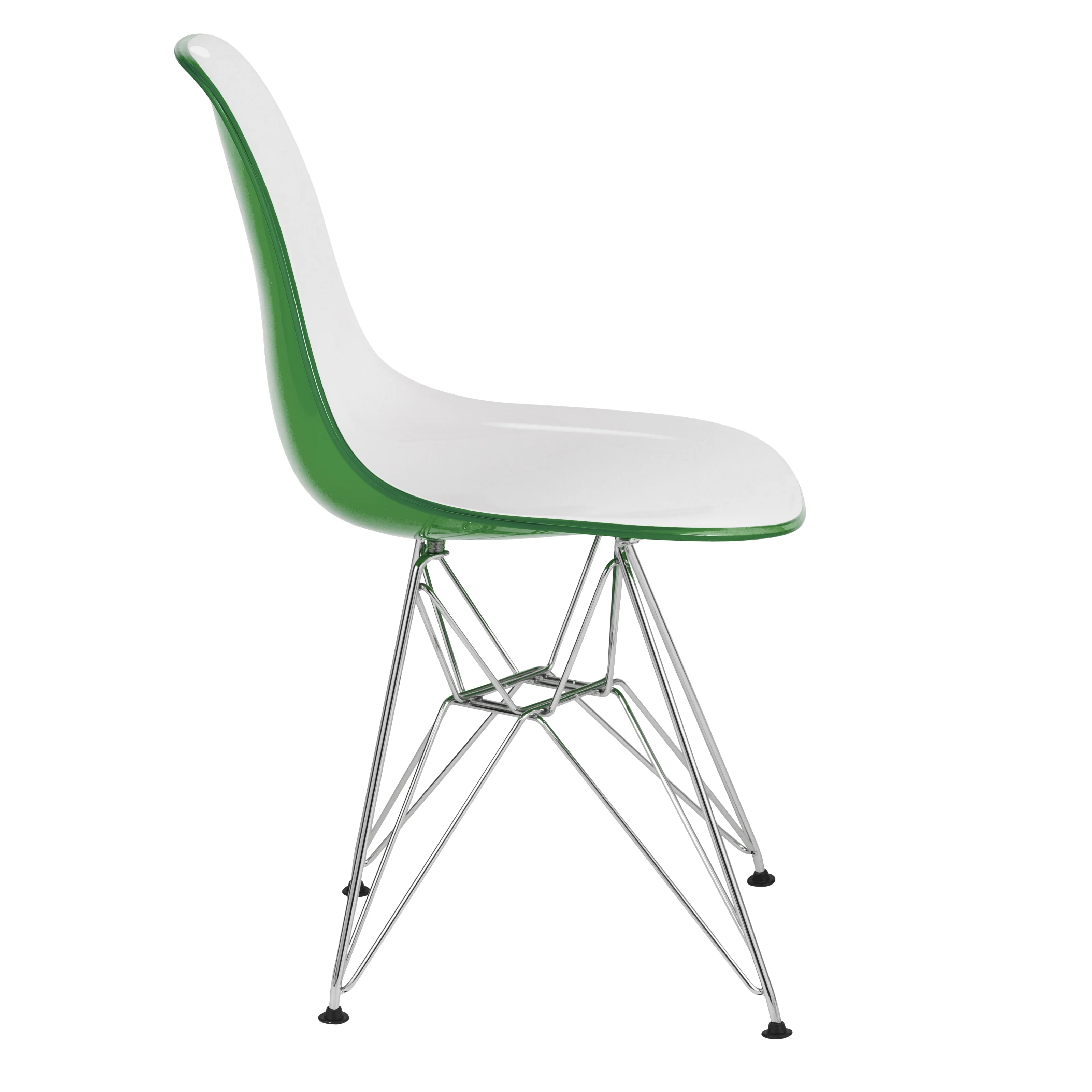 Cresco Molded 2-Tone Eiffel Side Chair in White Green