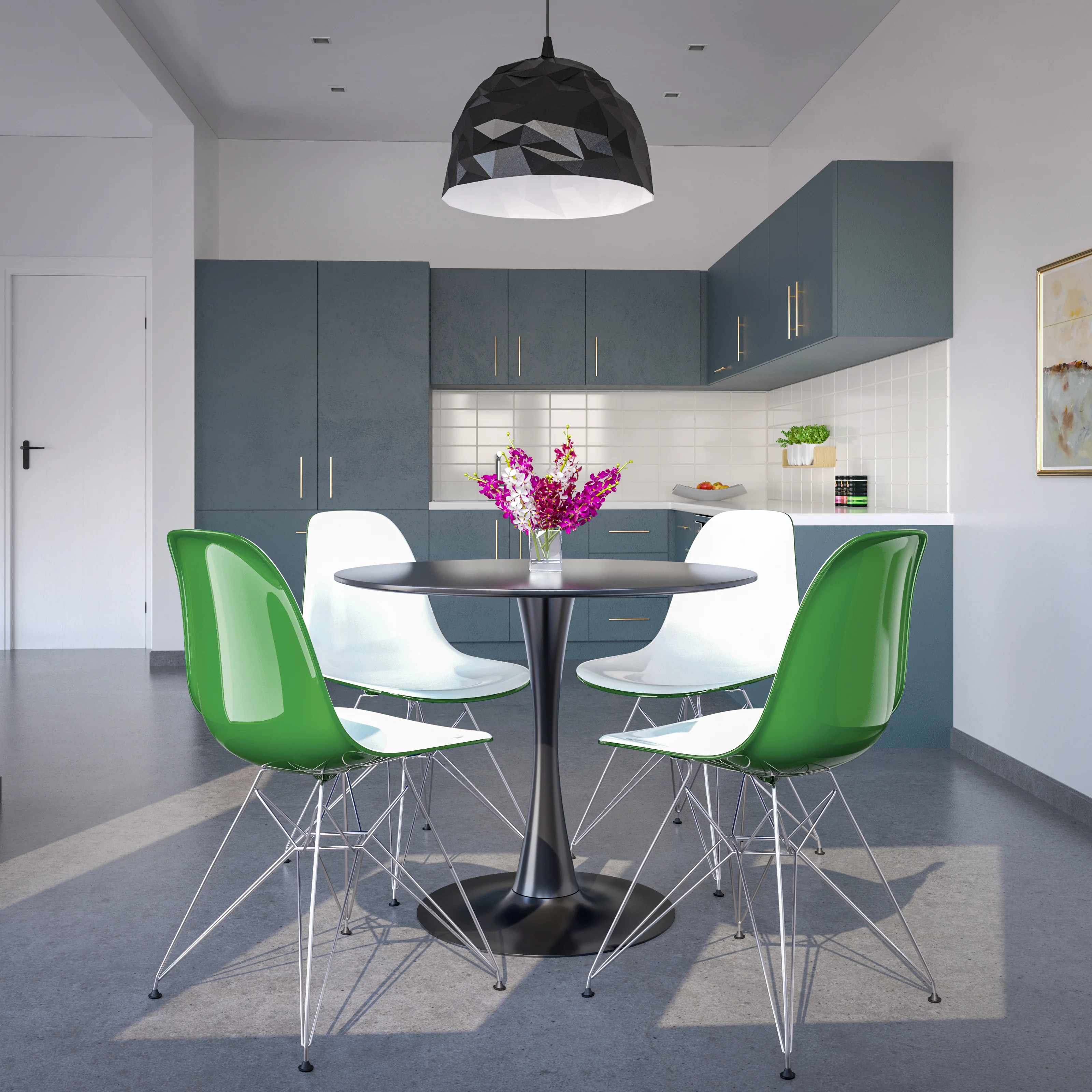 Cresco Molded 2-Tone Eiffel Side Chair in White Green