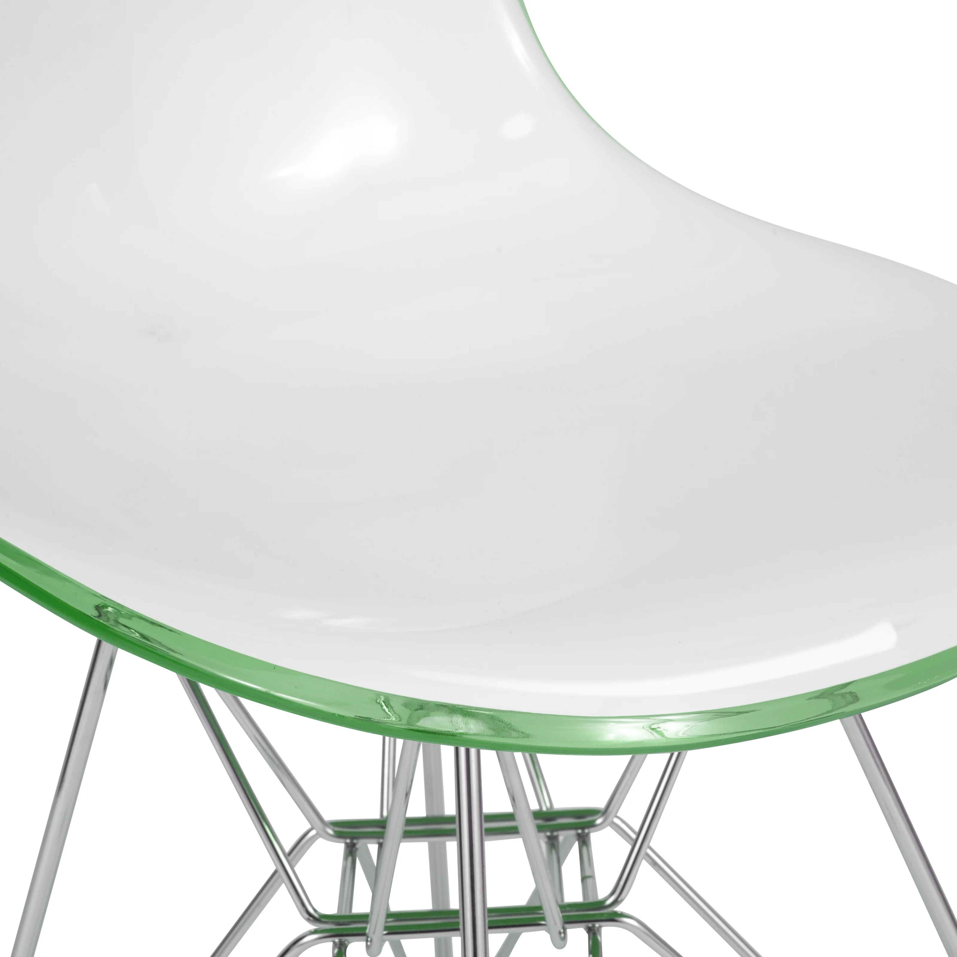Cresco Molded 2-Tone Eiffel Side Chair in White Green