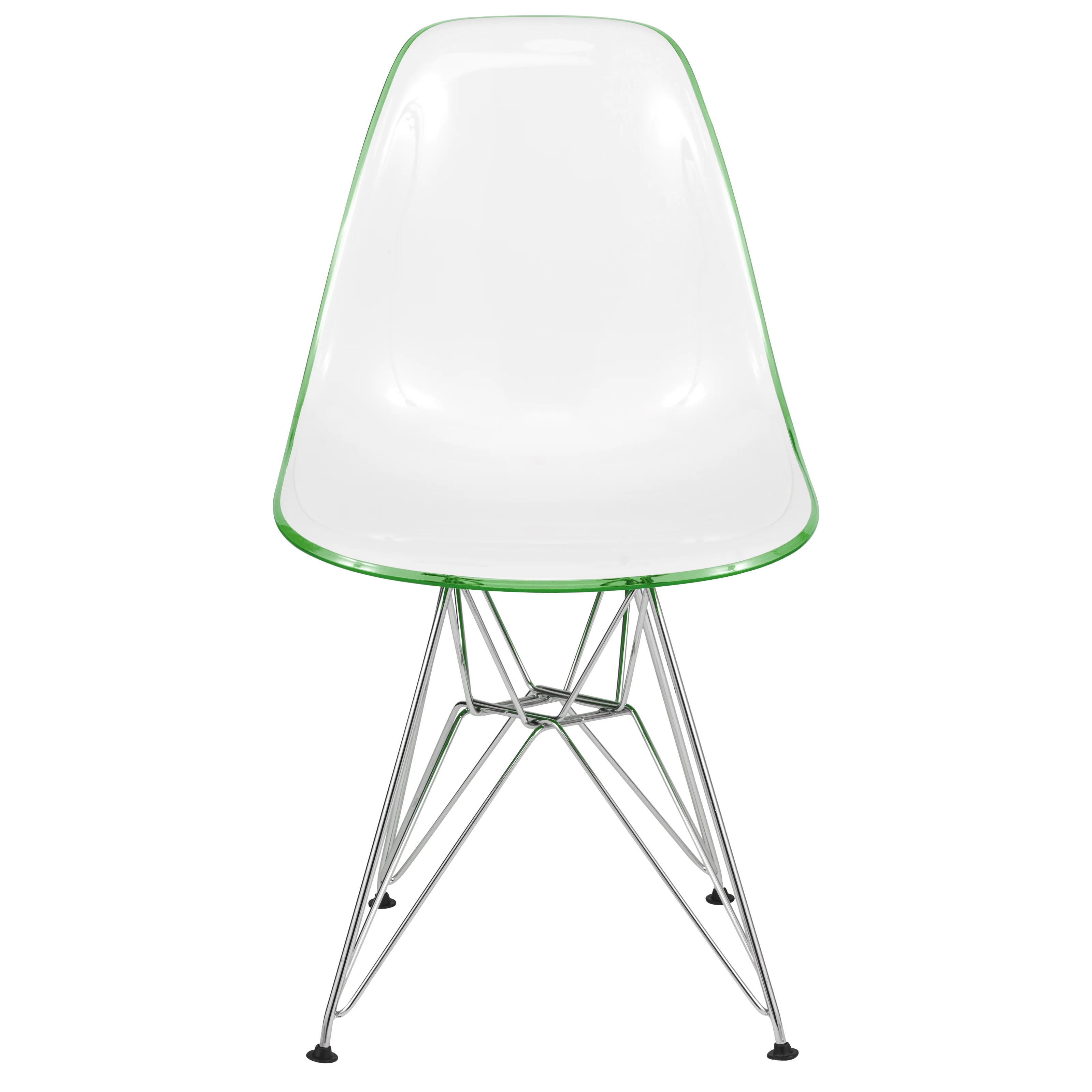 Cresco Molded 2-Tone Eiffel Side Chair in White Green Set of 2