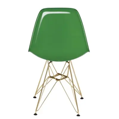 Cresco Molded 2-Tone Eiffel Side Chair with Gold Base in White Green