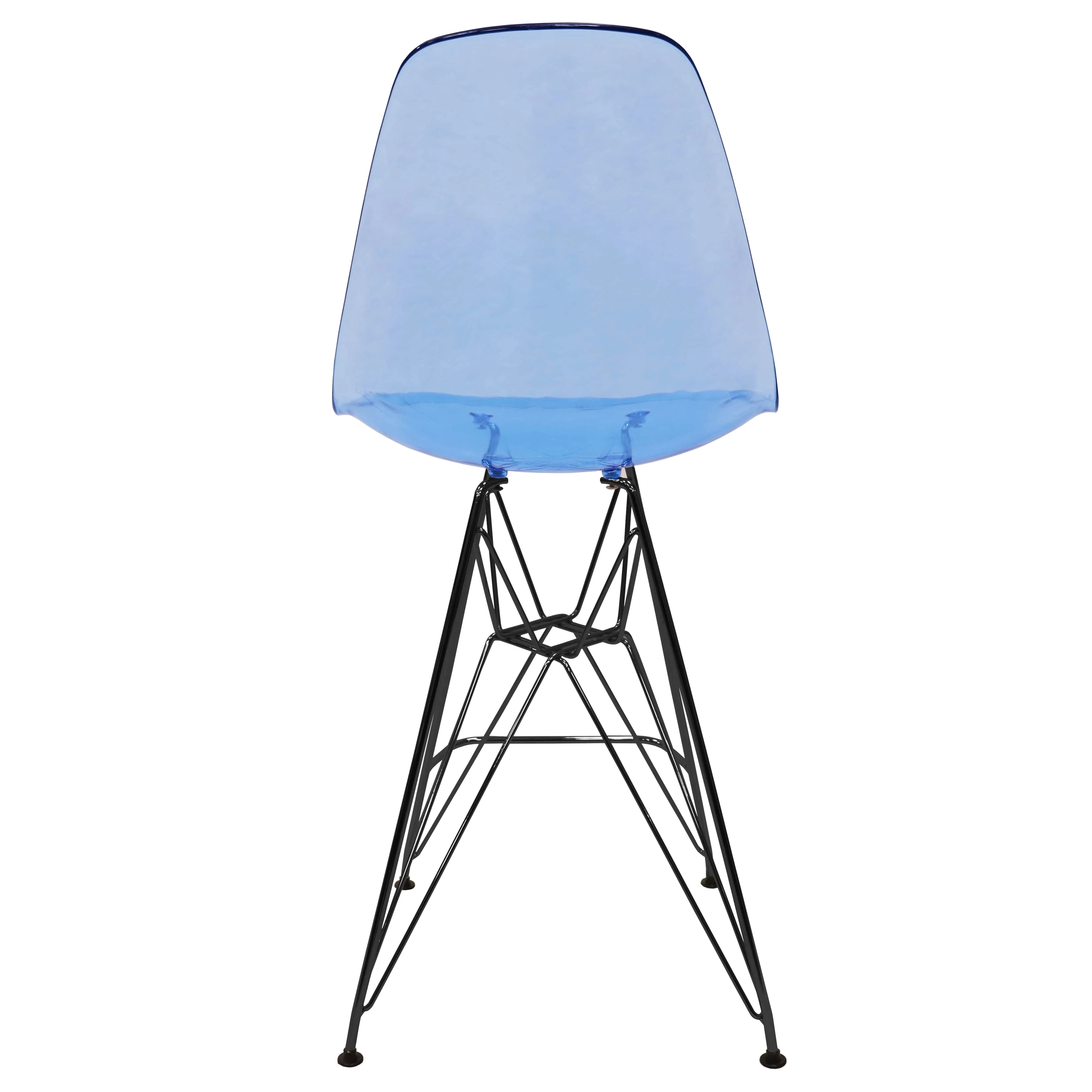 Modern Acrylic Bar stool Cresco Collection Black Base with Trans Blue seat