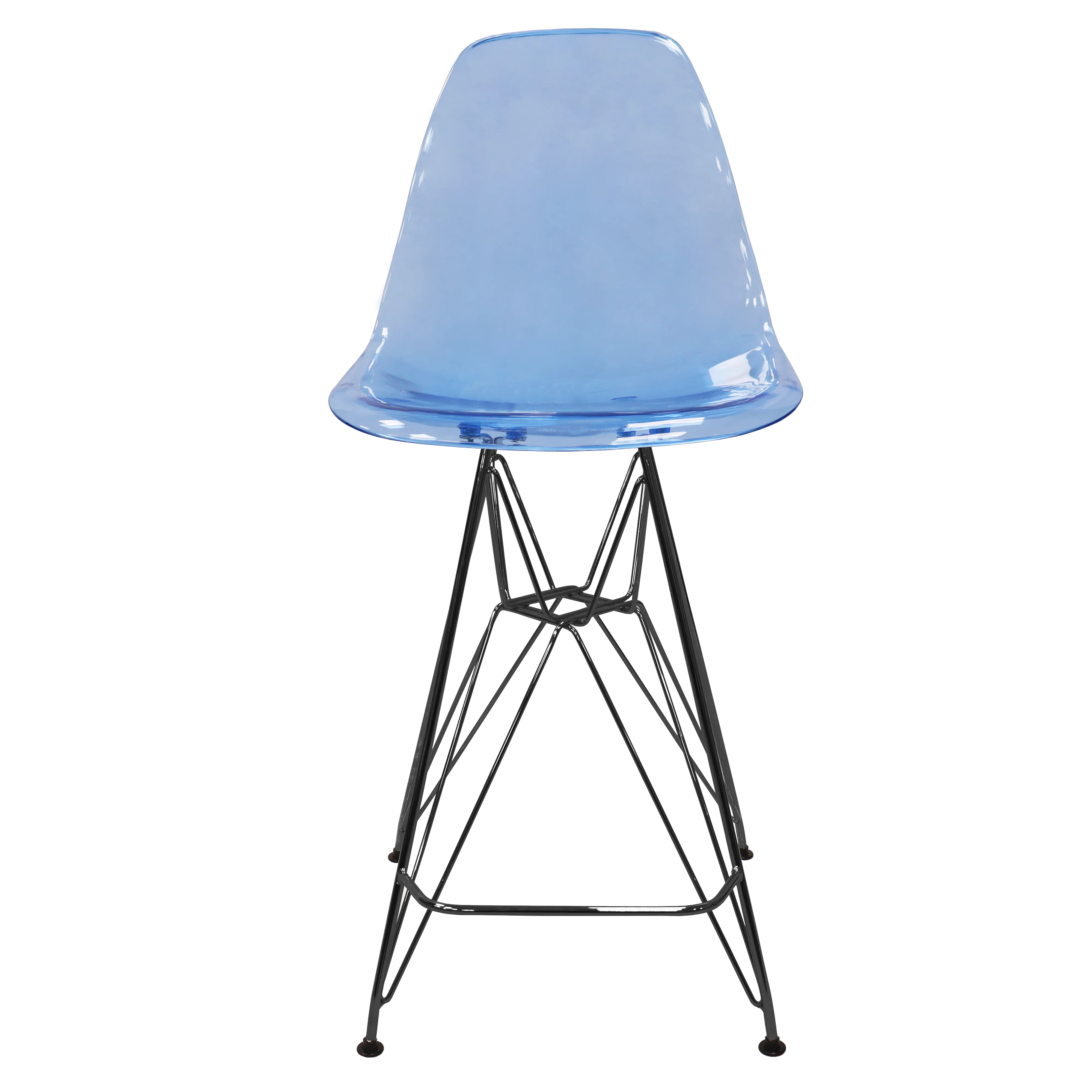 Modern Acrylic Bar stool Cresco Collection Black Base with Trans Blue seat