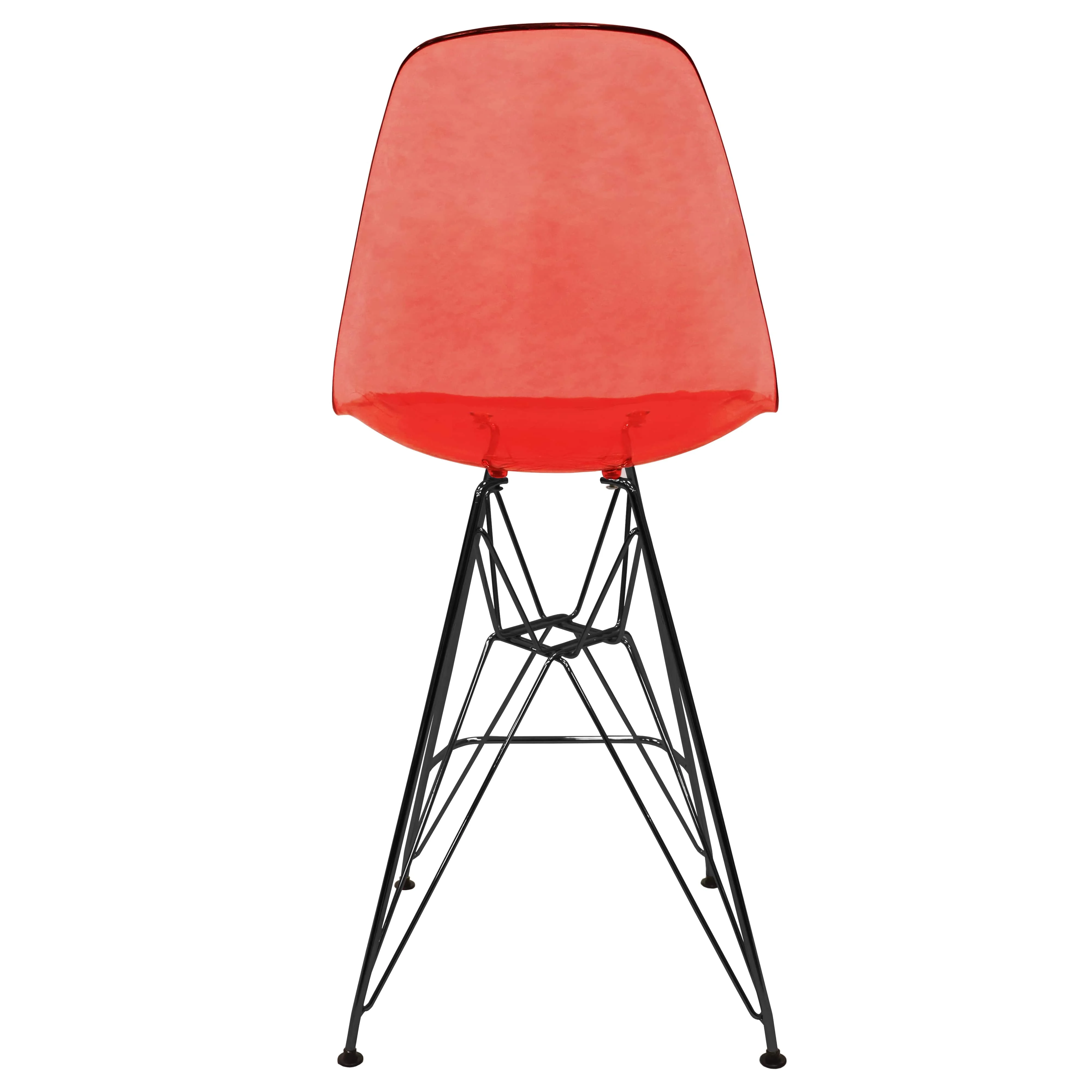 Modern Acrylic Bar stool Cresco Collection Black Base with Trans Red seat