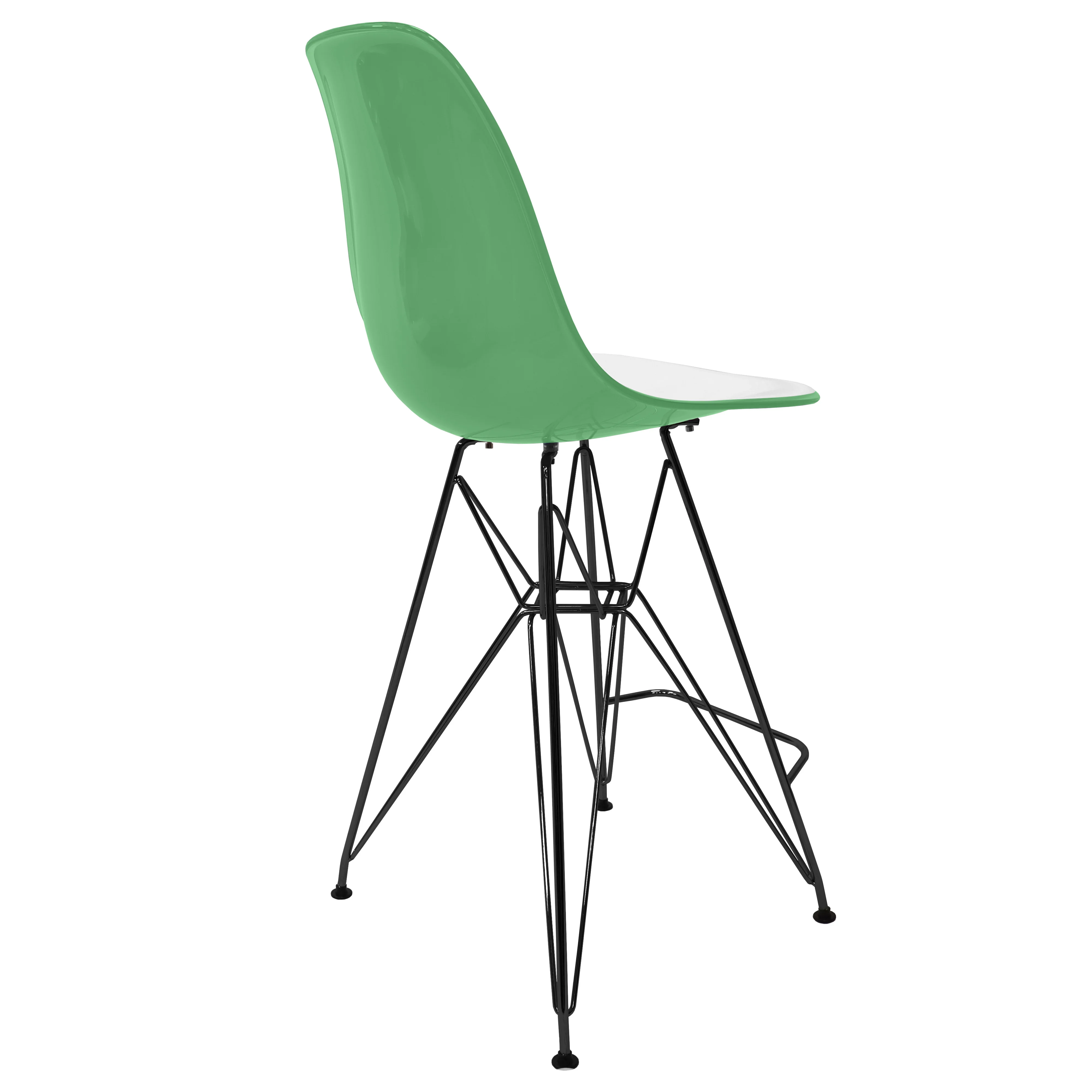 Modern Acrylic Bar stool Cresco Collection Black Base with White/Green seat