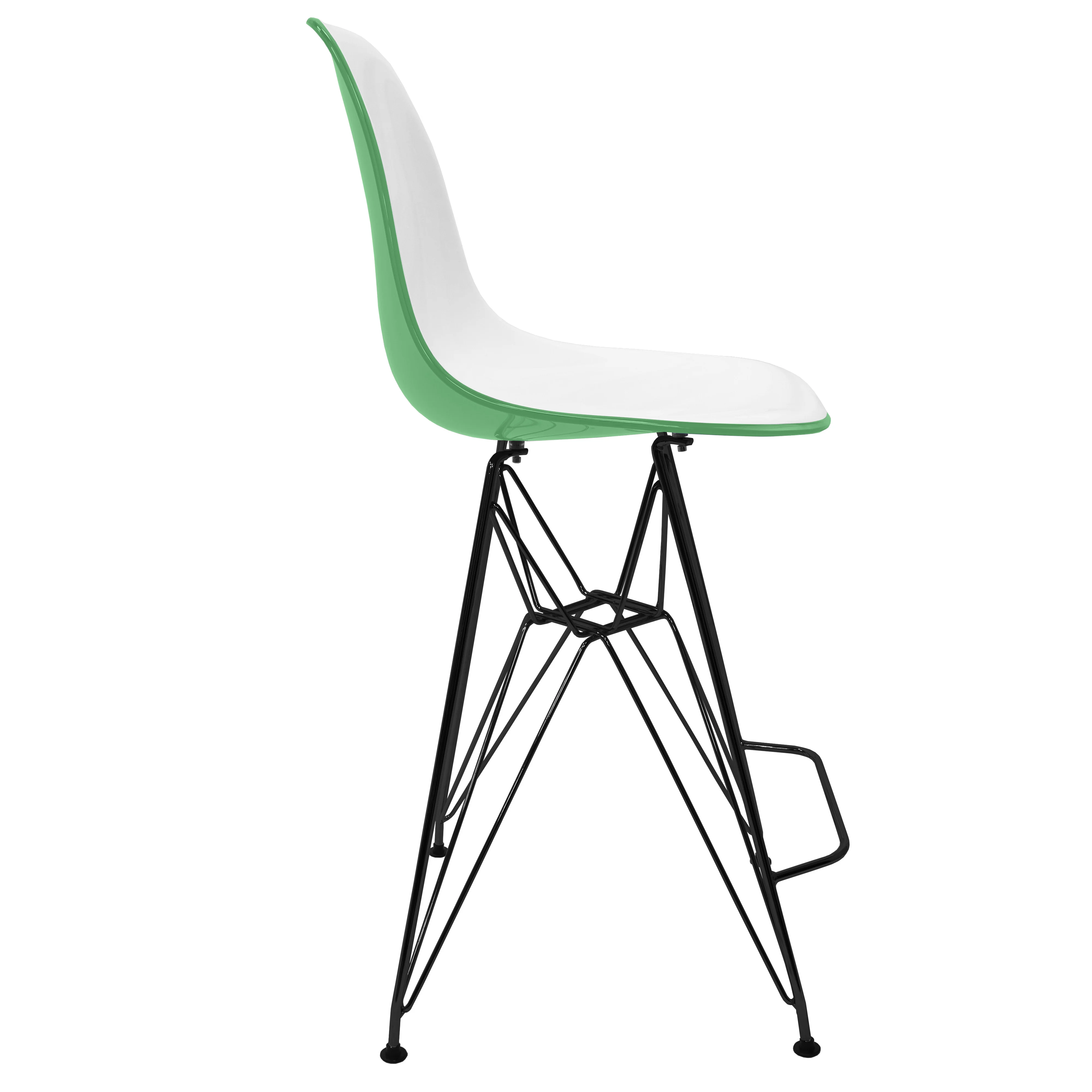 Modern Acrylic Bar stool Cresco Collection Black Base with White/Green seat