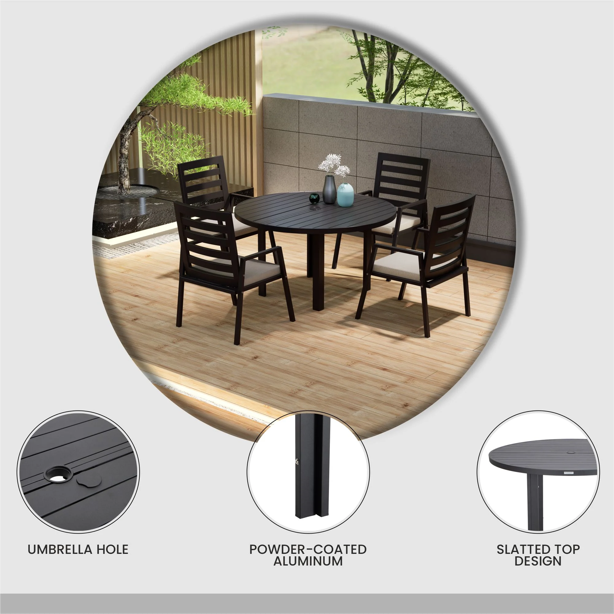 Chelsea 60? Round Outdoor Aluminum Dining Table for Patio