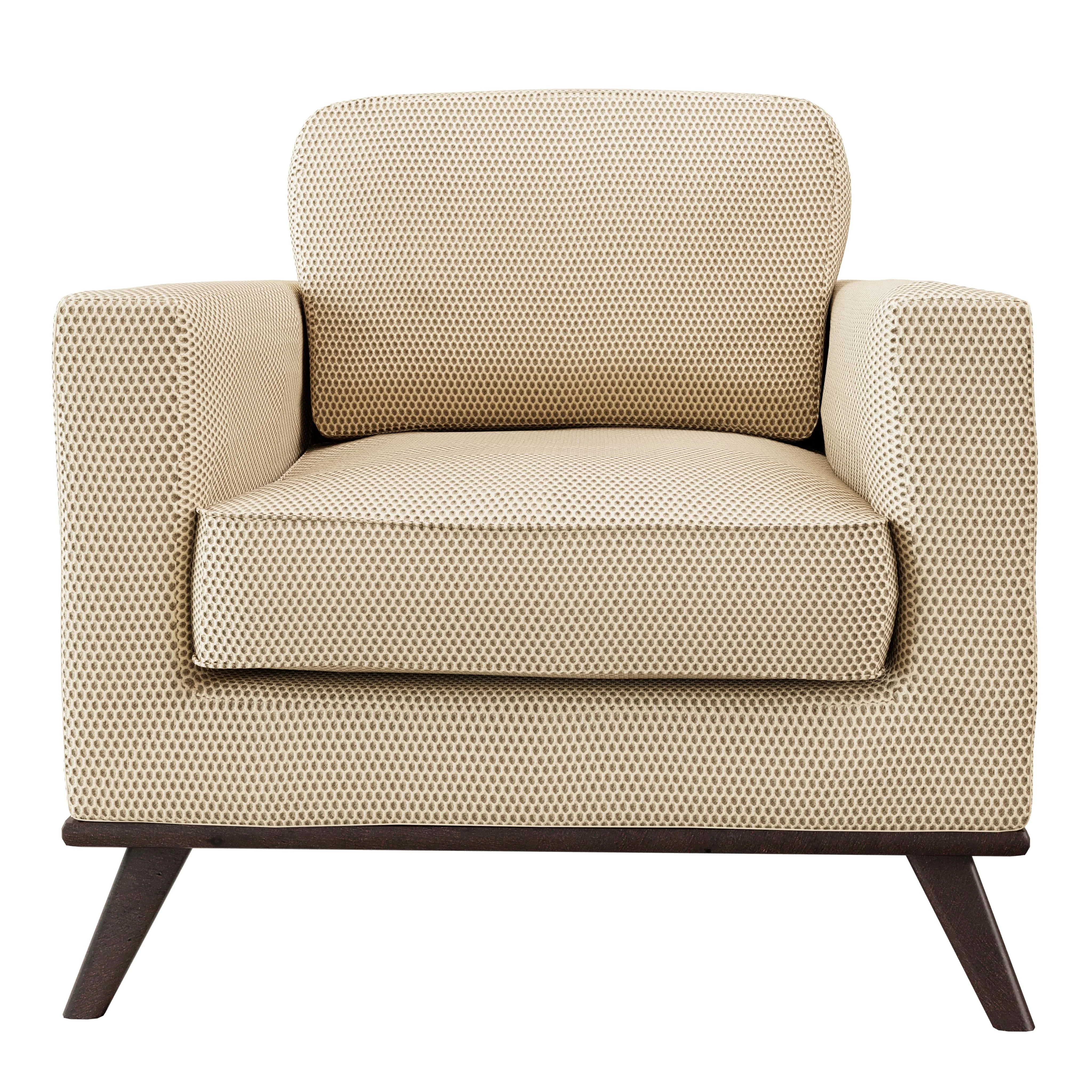Chester Modern Faux Leather Accent Arm Chair in Beige Mesh