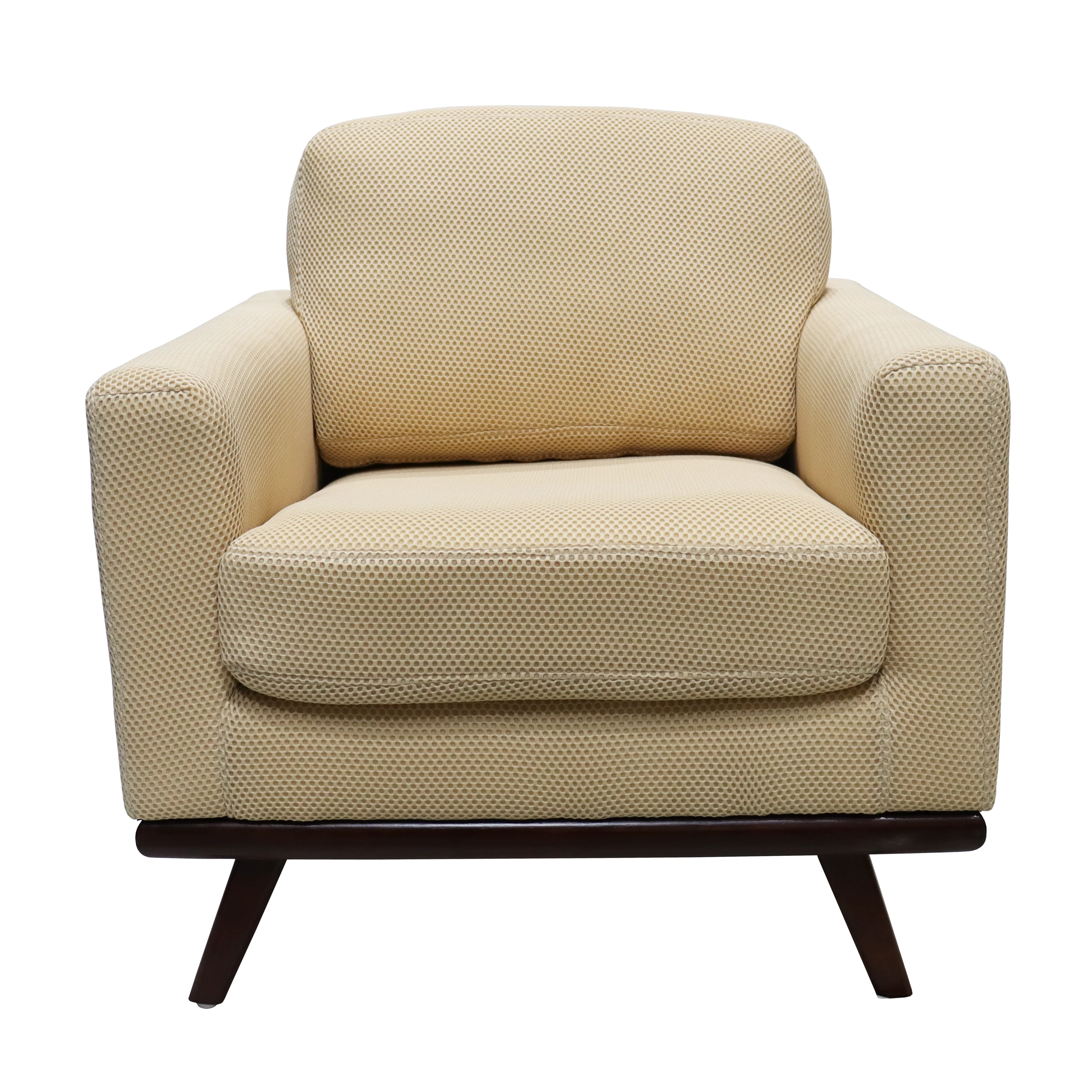 Chester Modern Faux Leather Accent Arm Chair in Beige Mesh