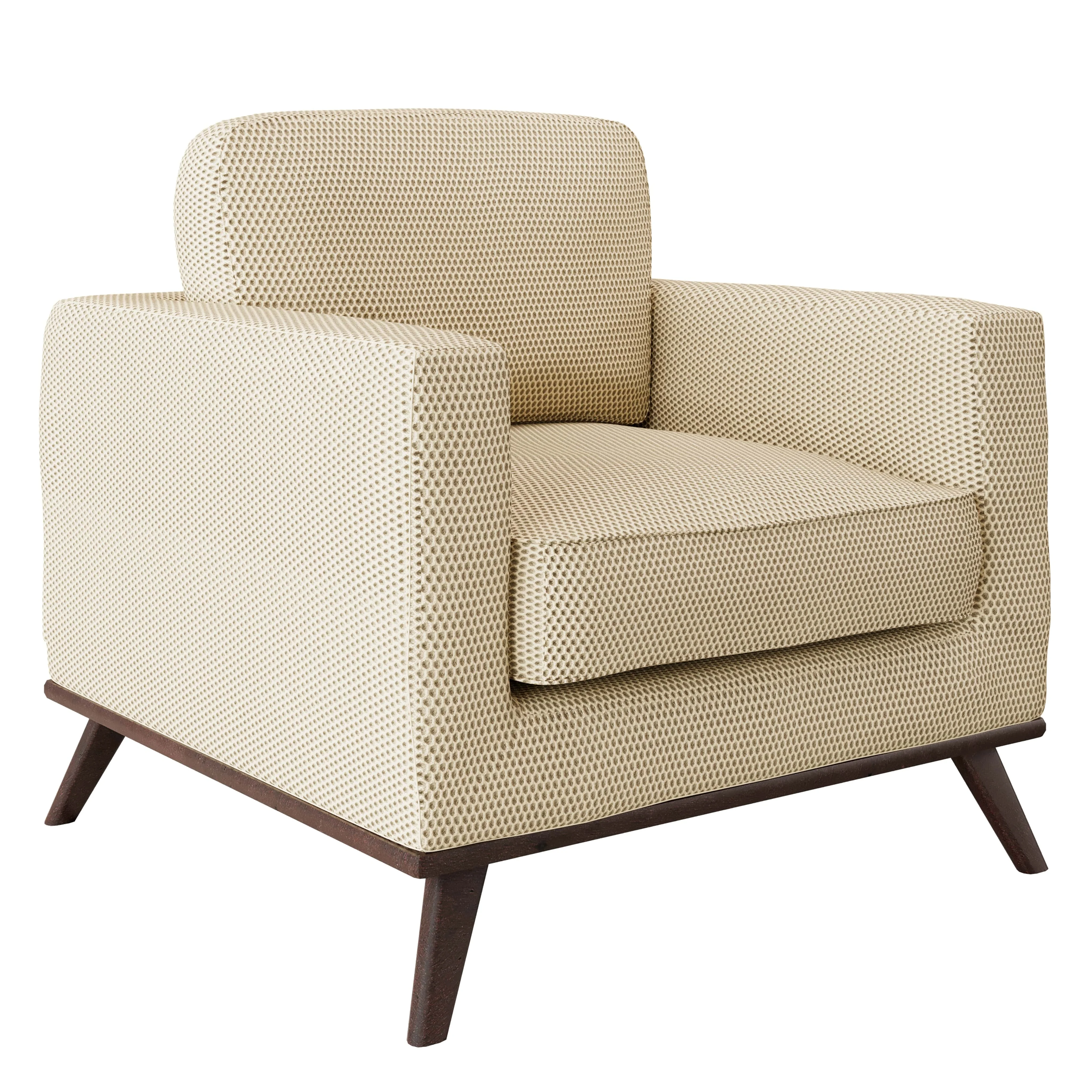 Chester Modern Faux Leather Accent Arm Chair in Beige Mesh