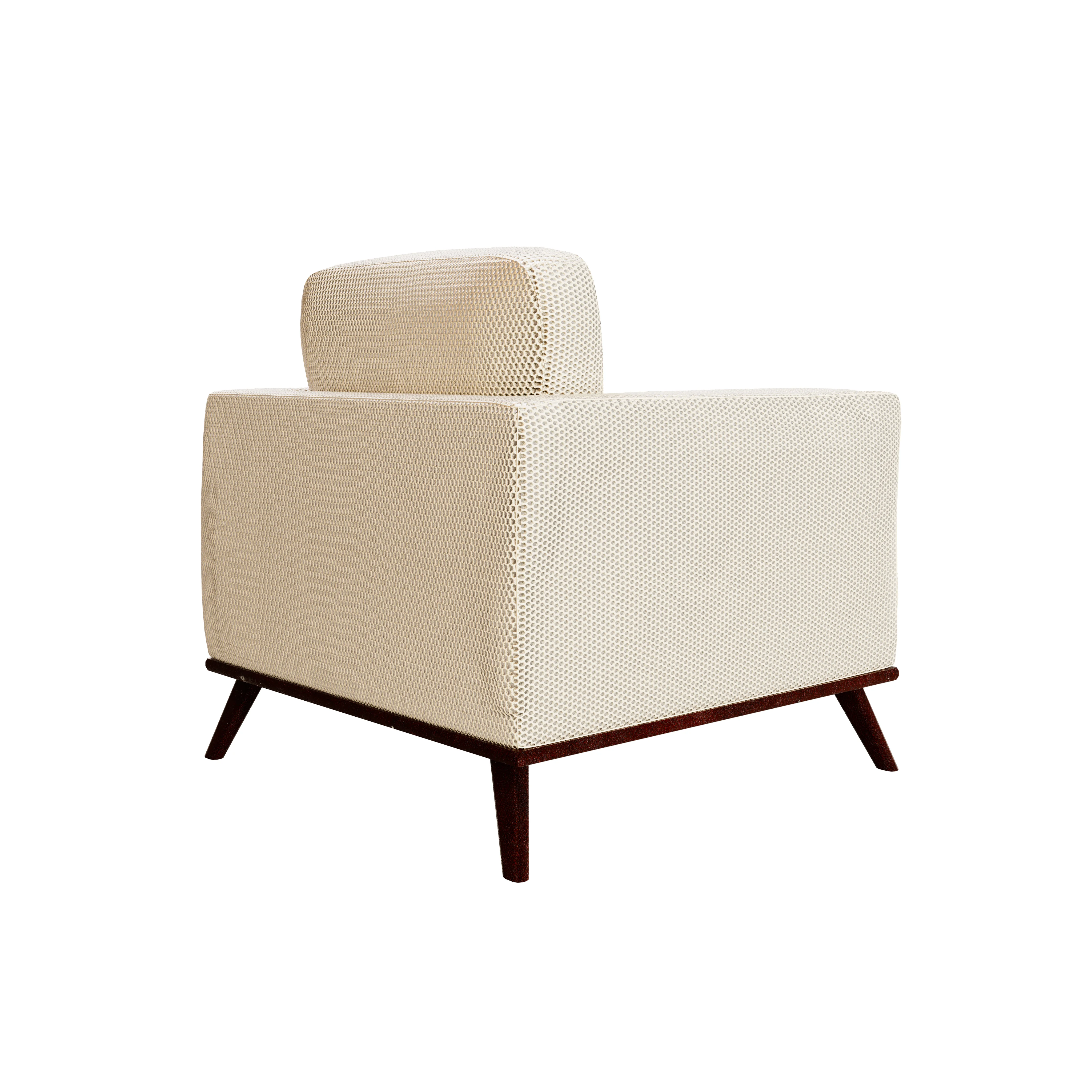 Chester Modern Faux Leather Accent Arm Chair in Beige Mesh