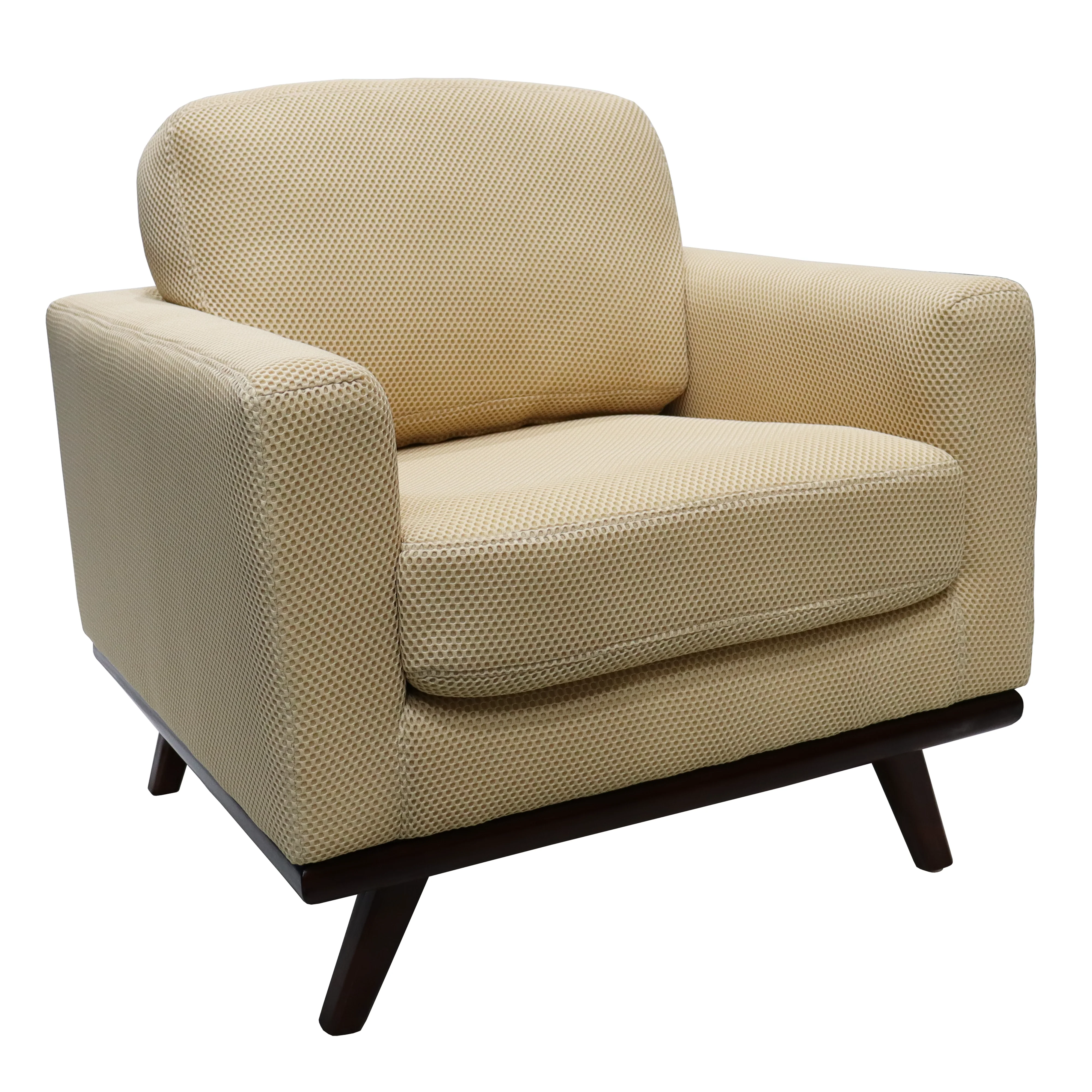Chester Modern Faux Leather Accent Arm Chair in Beige Mesh