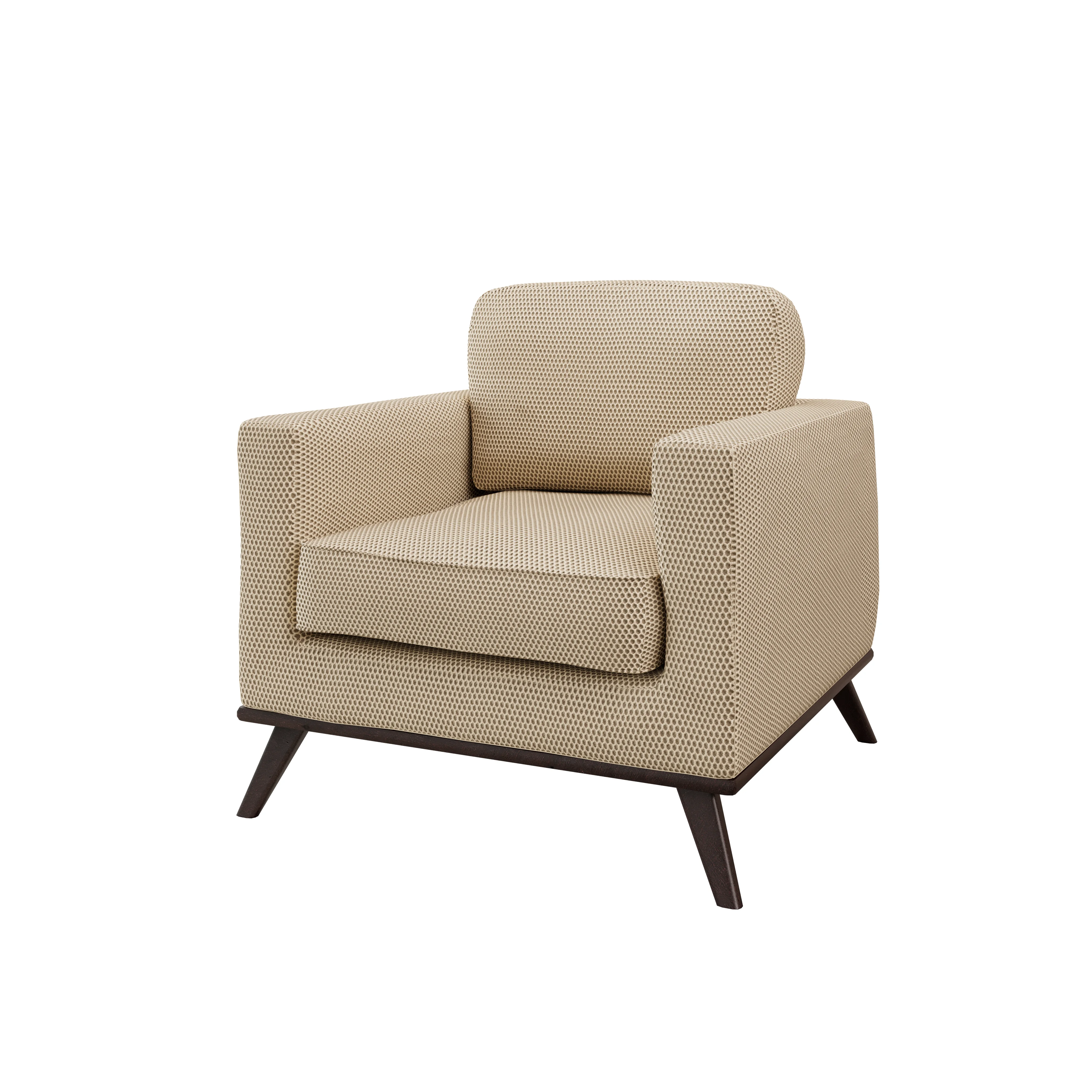 Chester Modern Faux Leather Accent Arm Chair in Beige Mesh