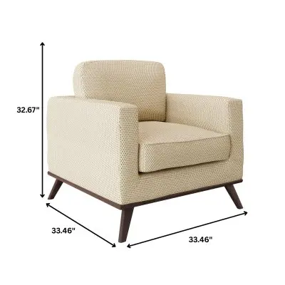 Chester Modern Faux Leather Accent Arm Chair in Beige Mesh