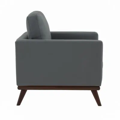 Chester Modern Leather Accent Arm Chair With Birch Wood Base