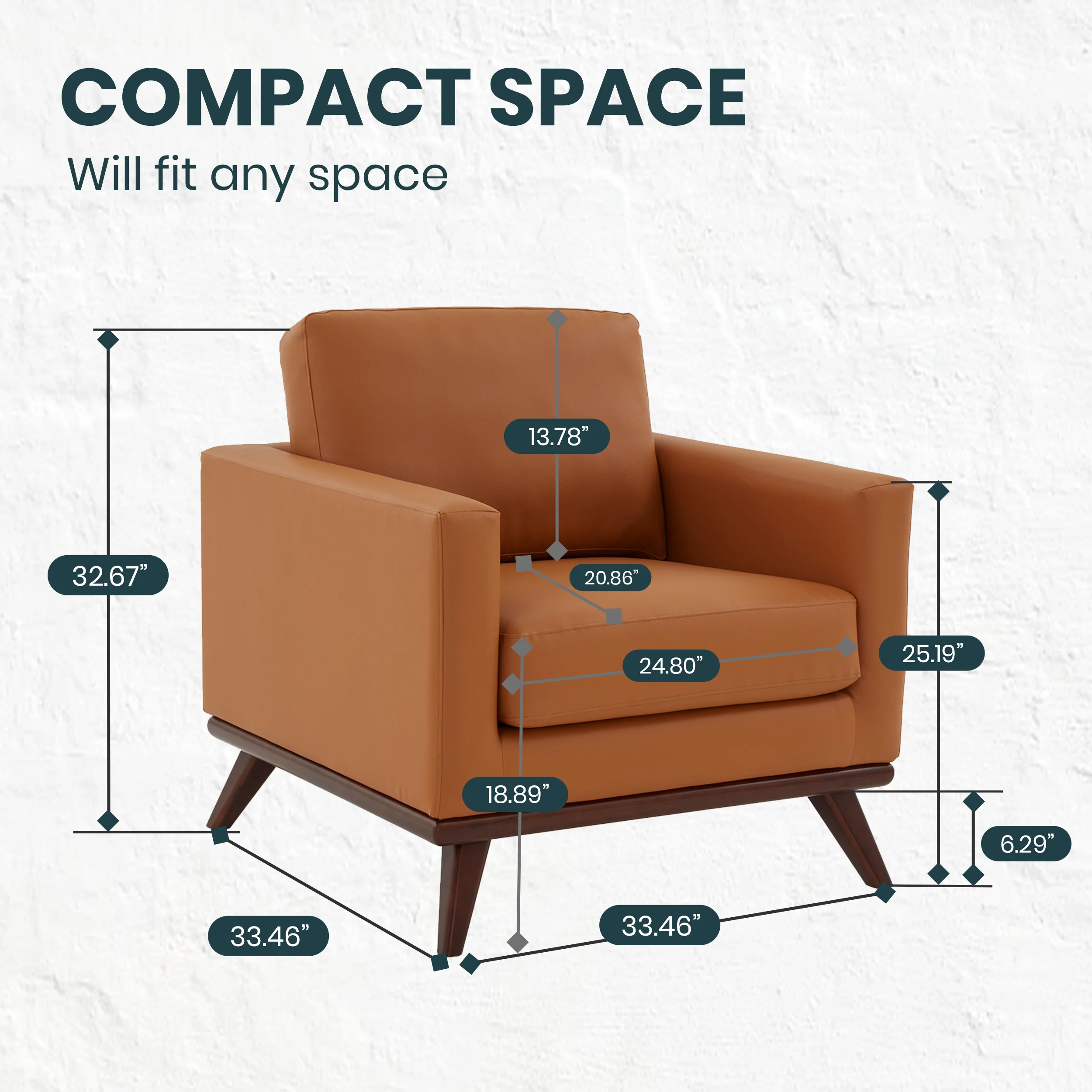 Chester Modern Leather Accent Arm Chair With Birch Wood Base