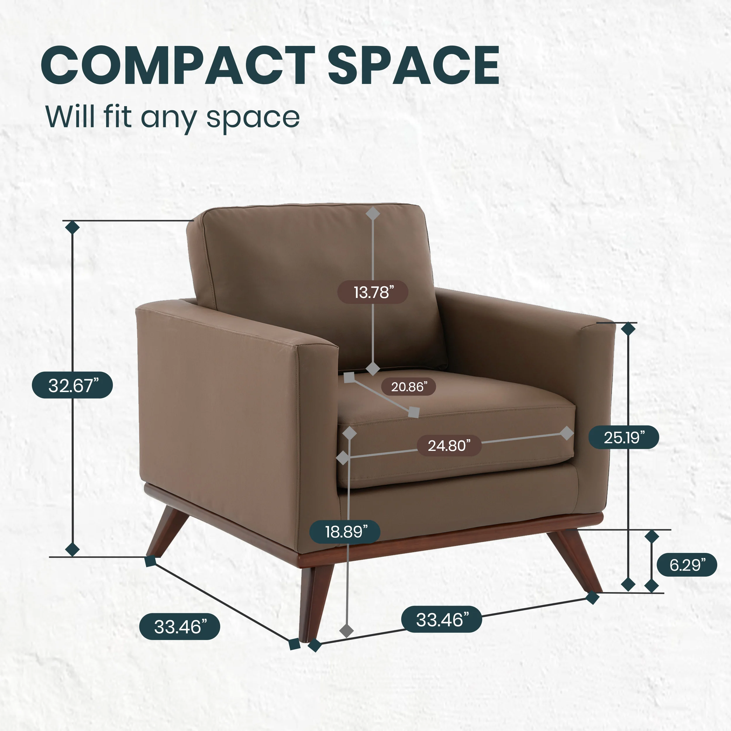 Chester Modern Faux Leather Accent Arm Chair in Taupe Leather