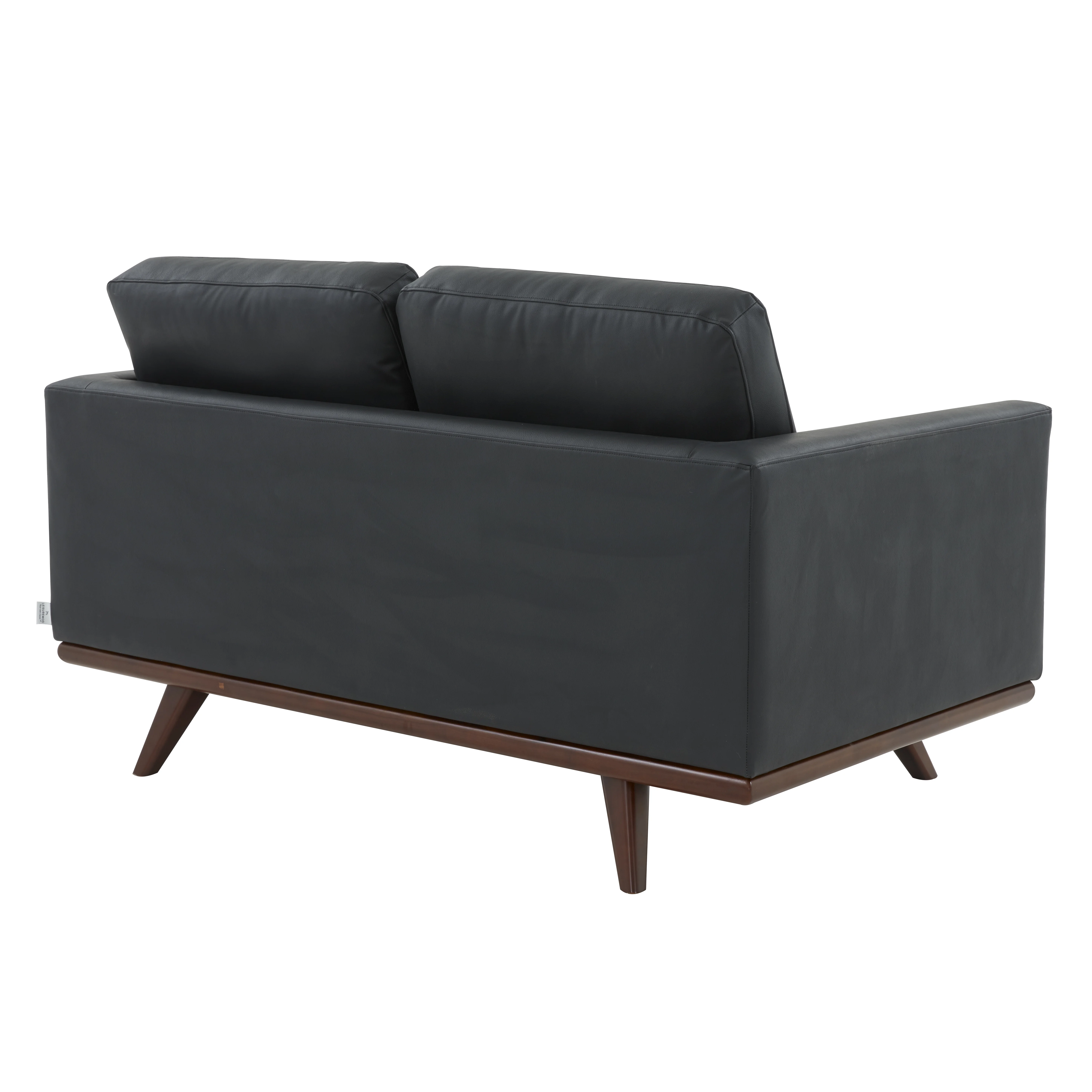 Chester Modern Leather Loveseat With Birch Wood Base