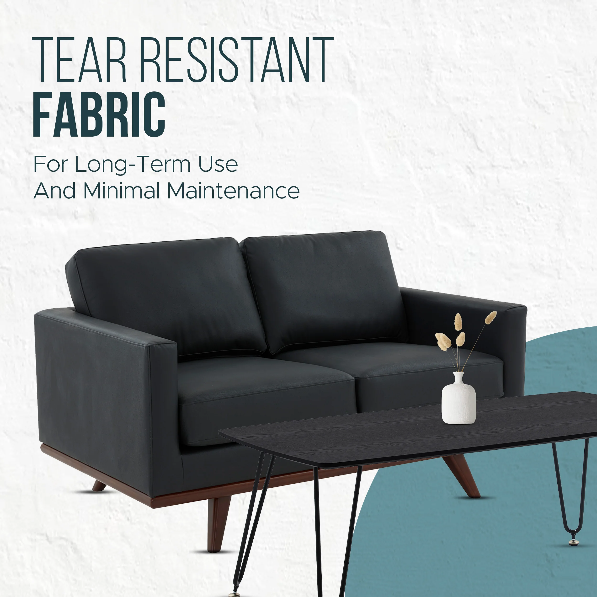 Chester Modern Leather Loveseat With Birch Wood Base