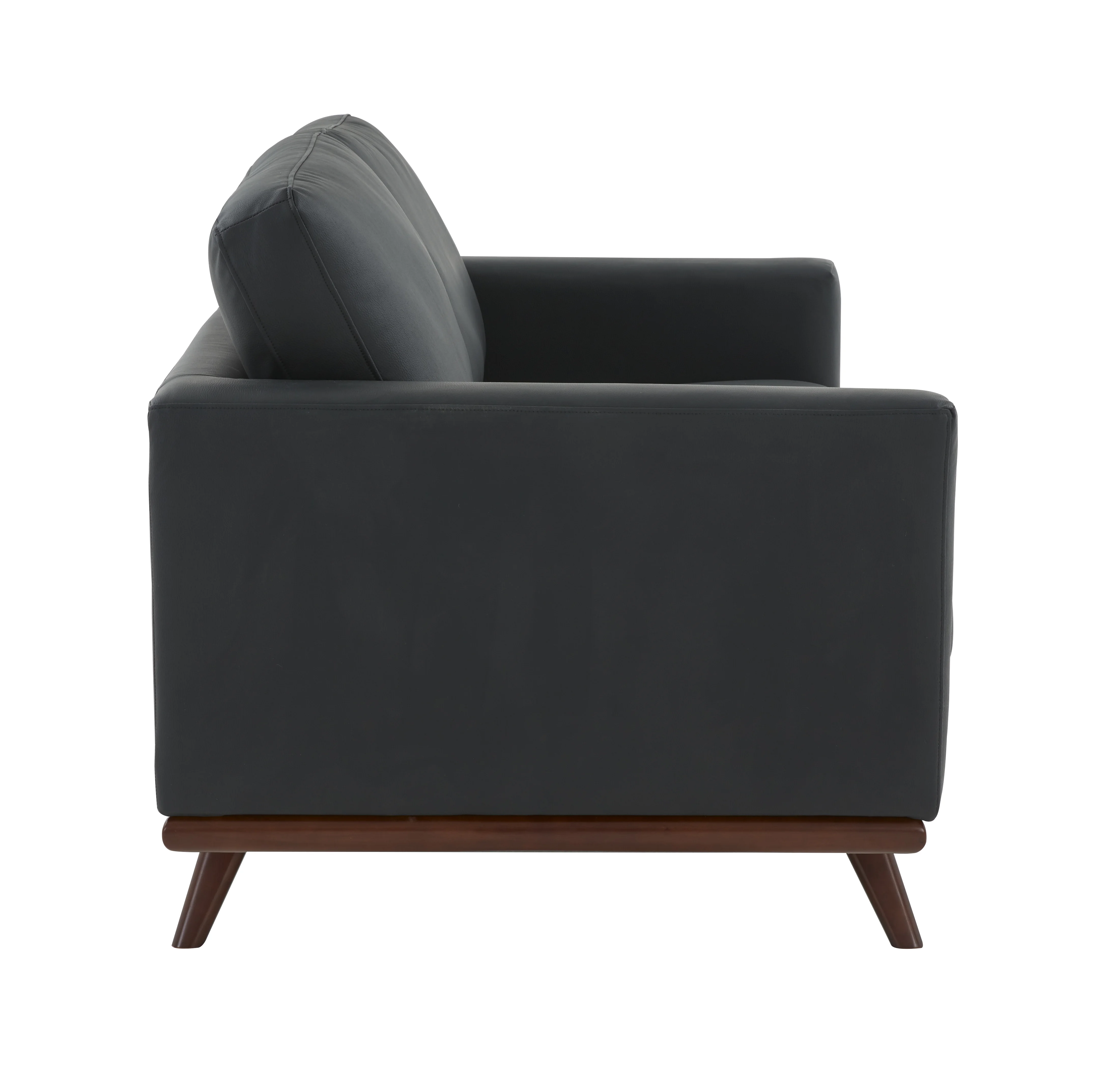 Chester Modern Leather Loveseat With Birch Wood Base