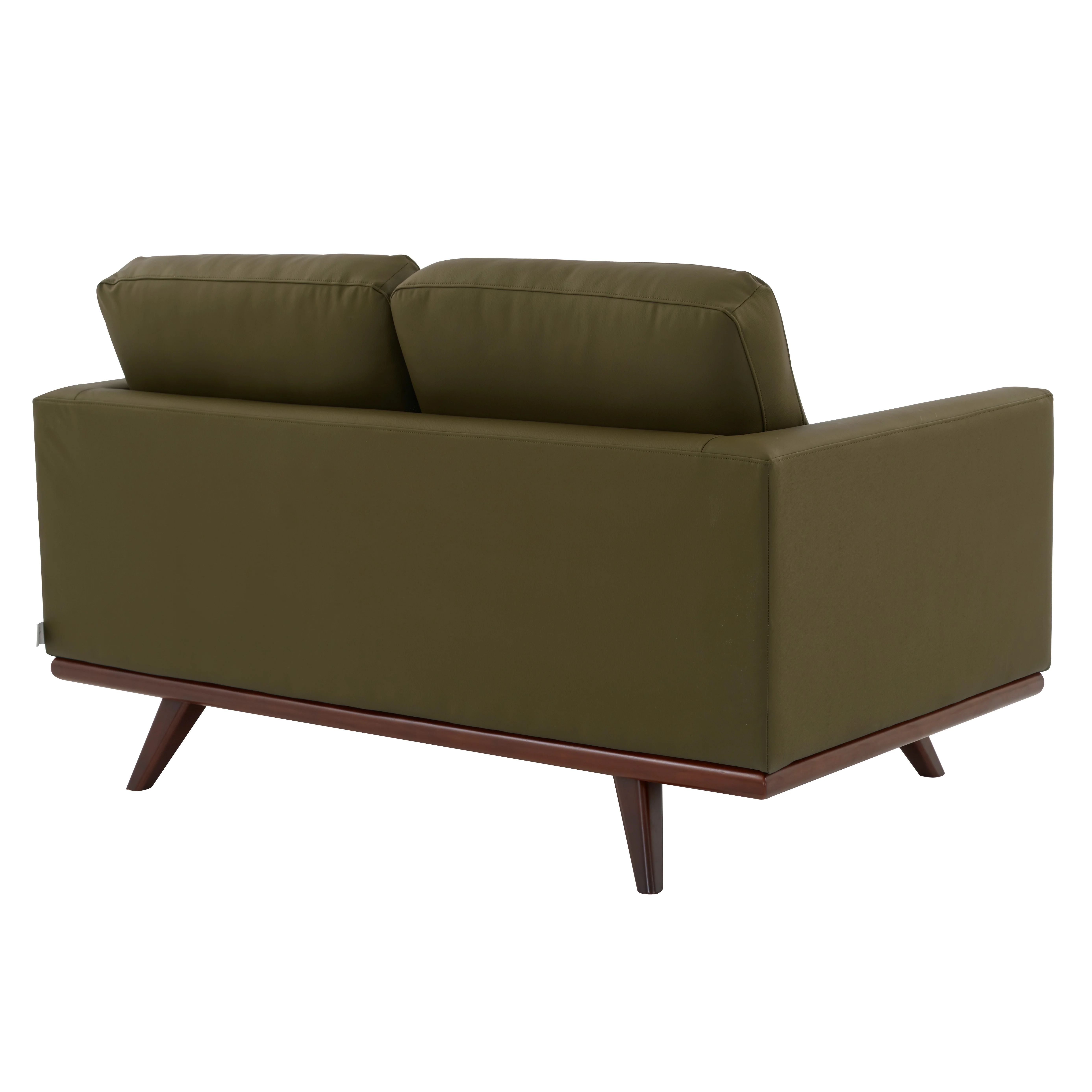 Chester Modern Faux Leather Loveseat Chair in Green Leather