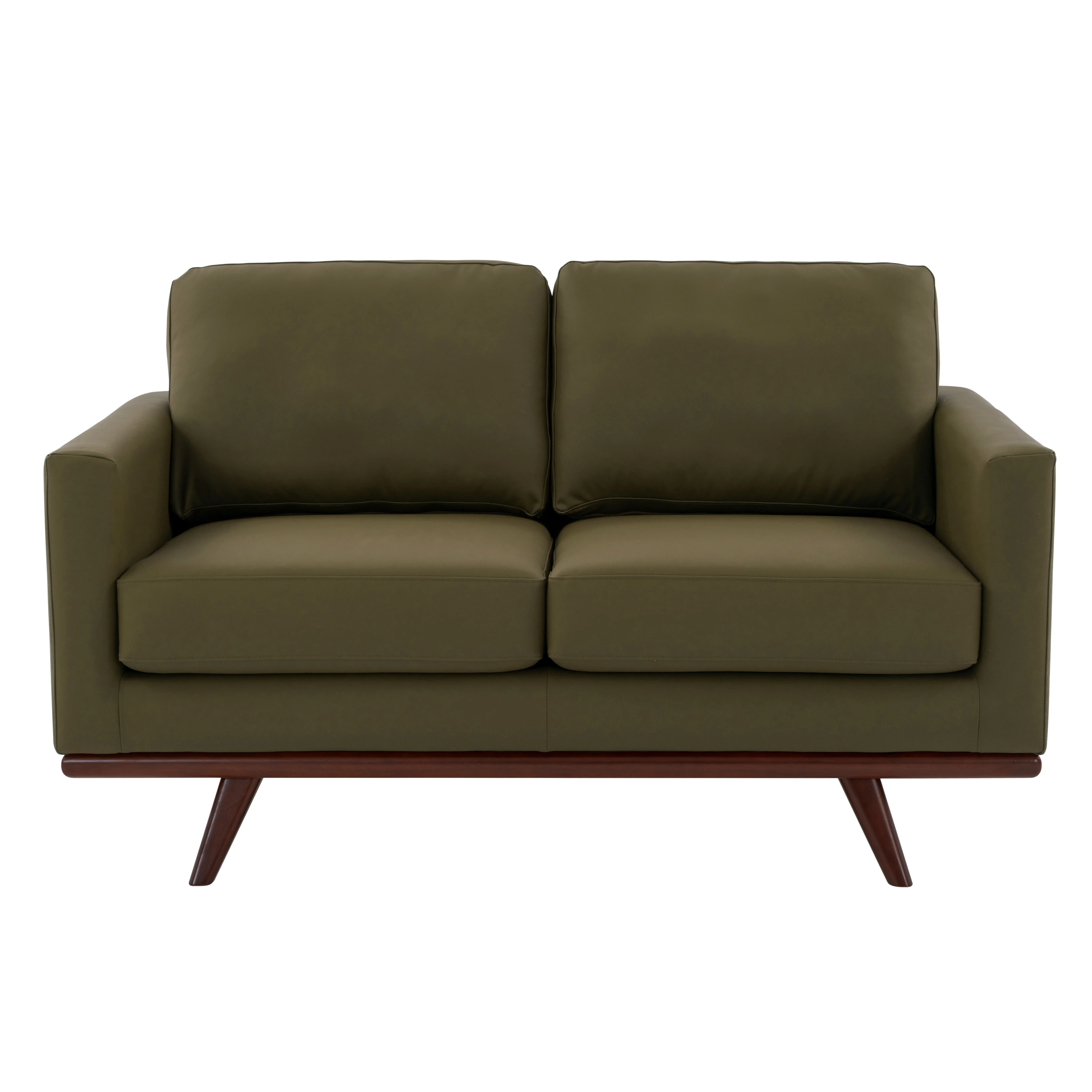 Chester Modern Faux Leather Loveseat Chair in Green Leather