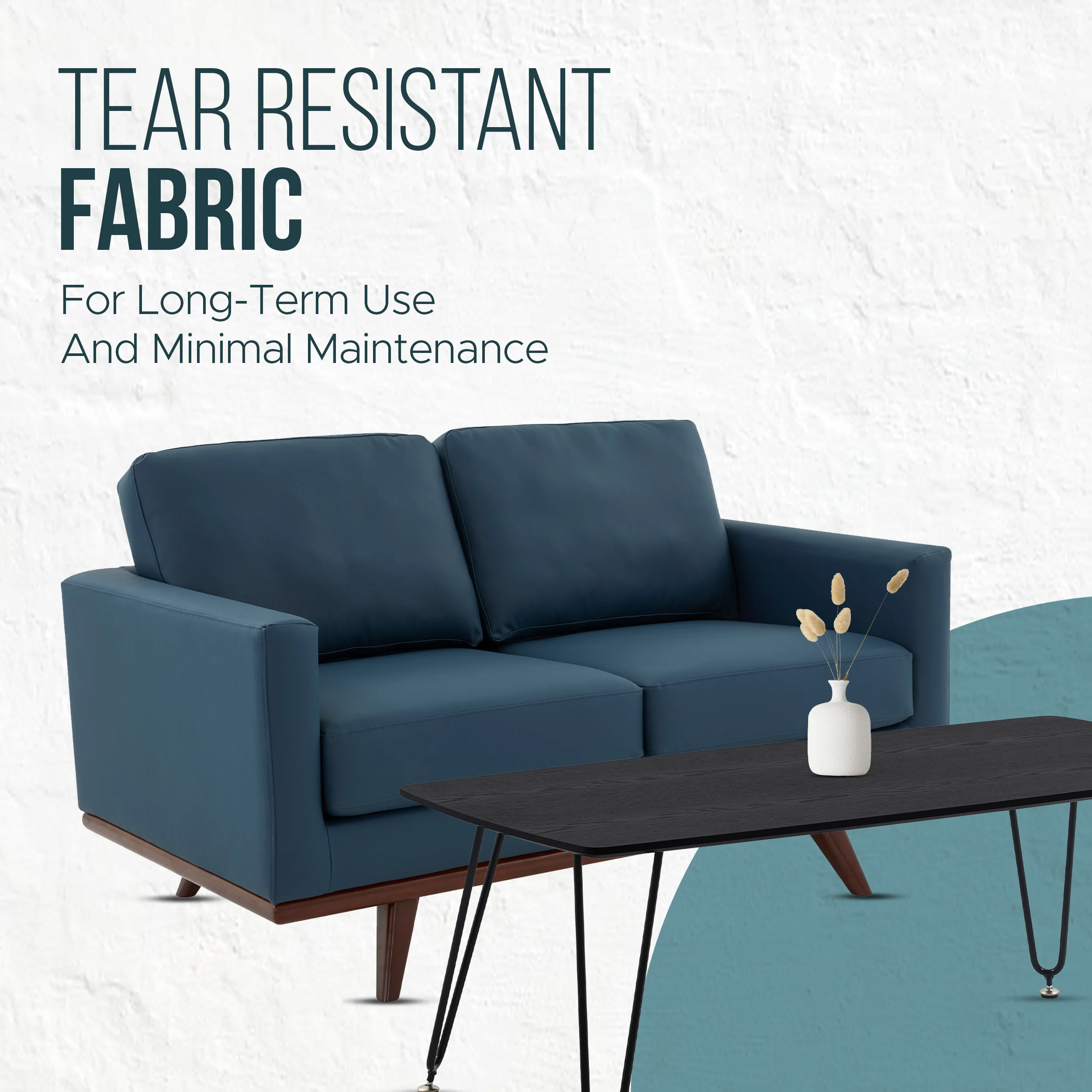 Chester Modern Leather Loveseat With Birch Wood Base