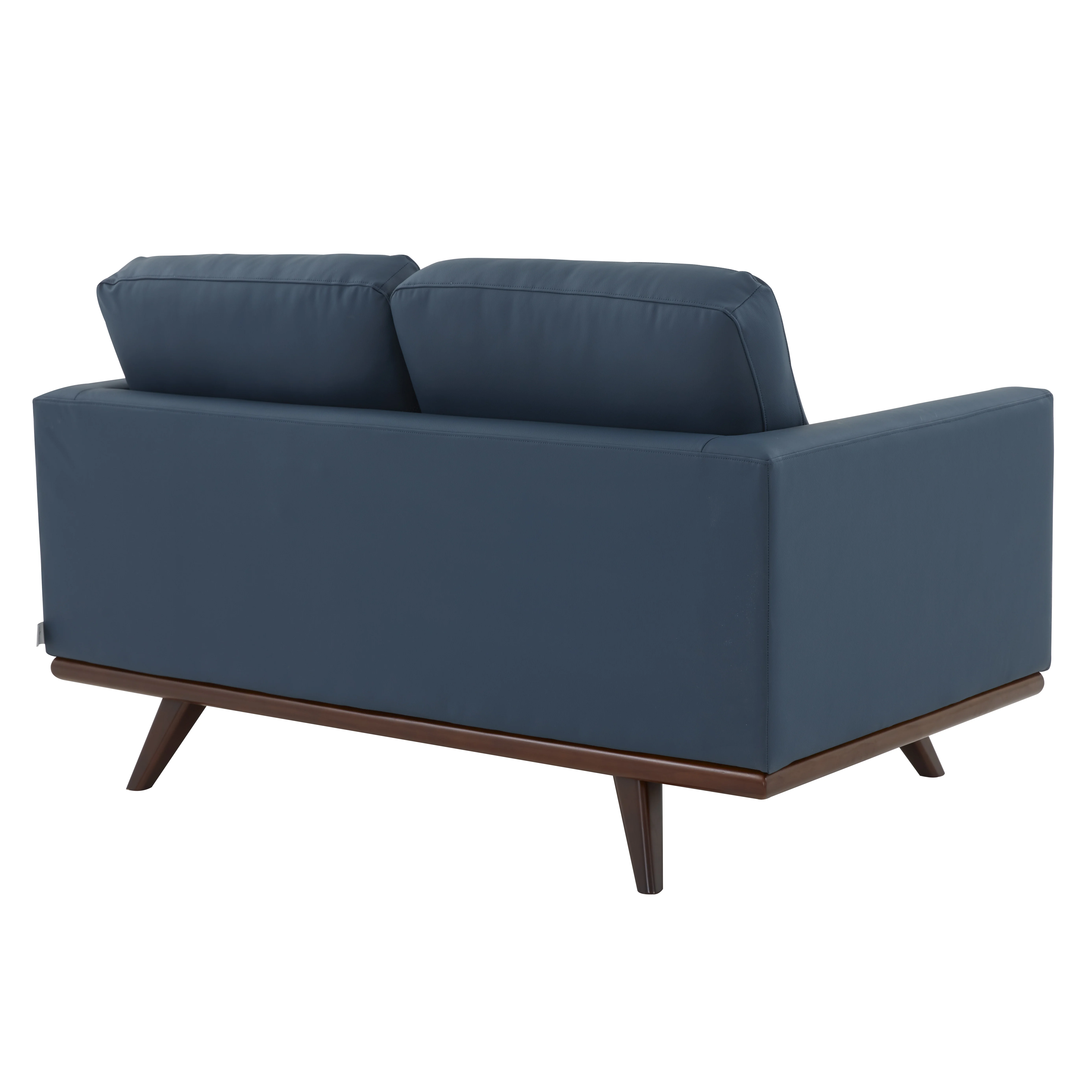 Chester Modern Leather Loveseat With Birch Wood Base