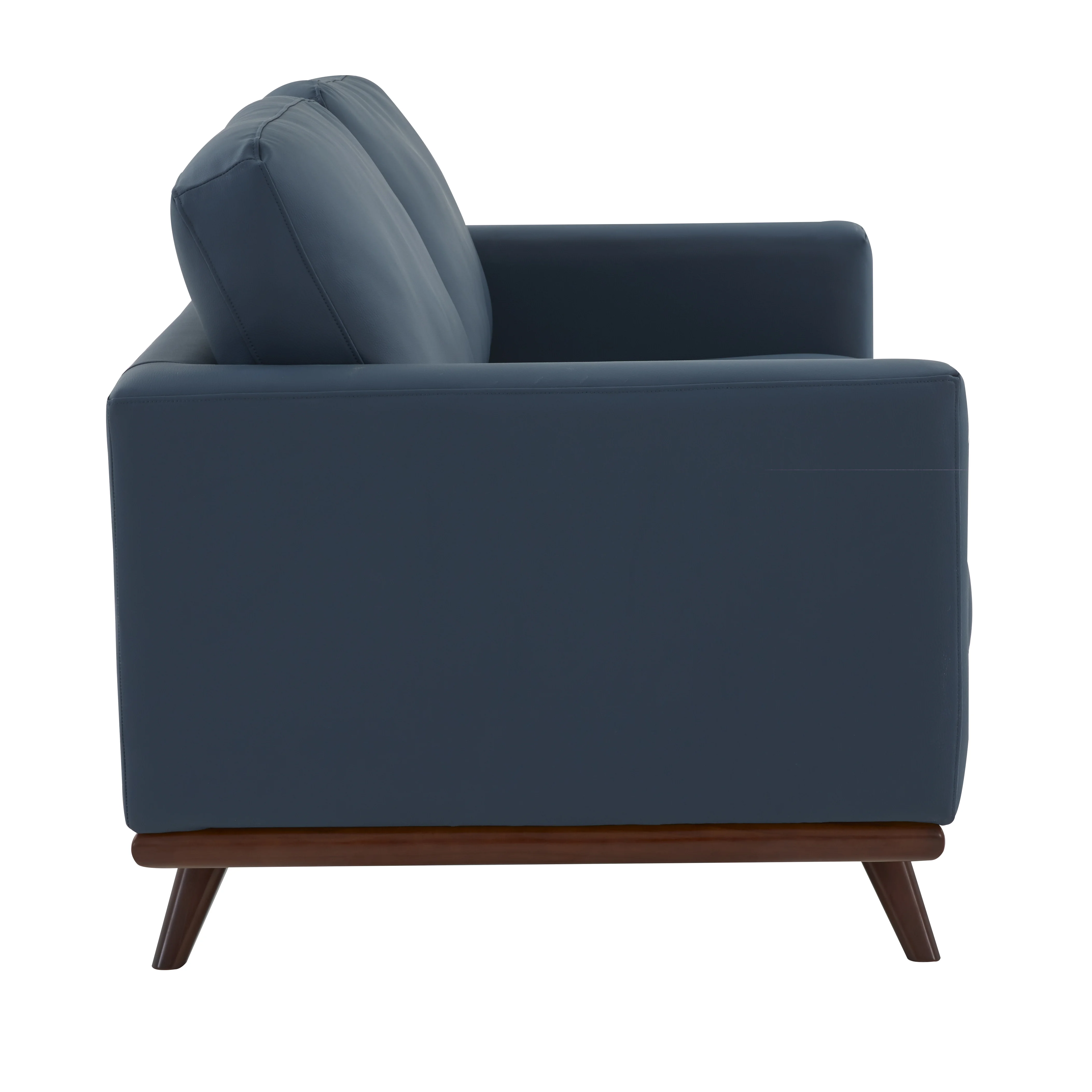 Chester Modern Leather Loveseat With Birch Wood Base