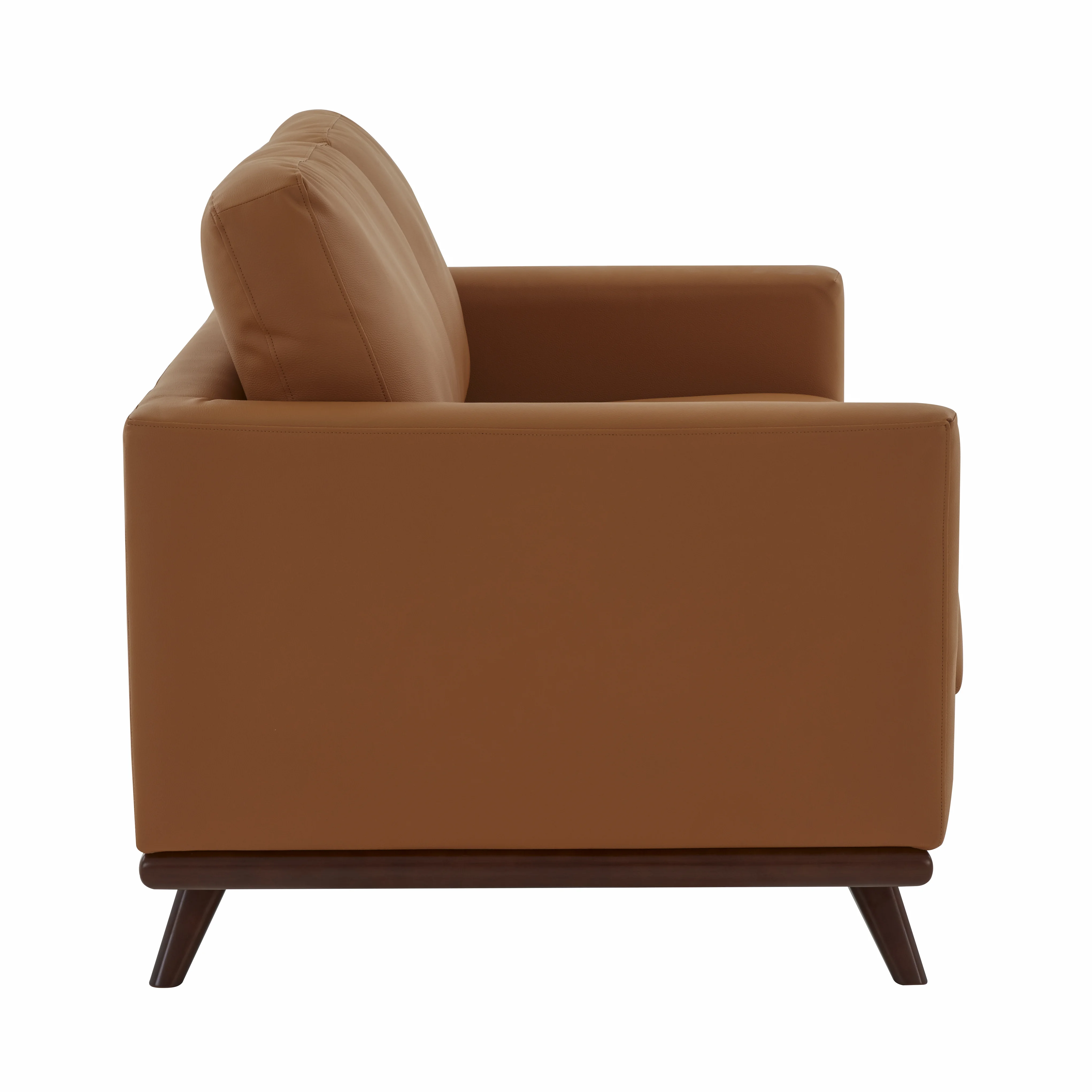 Chester Modern Leather Loveseat With Birch Wood Base
