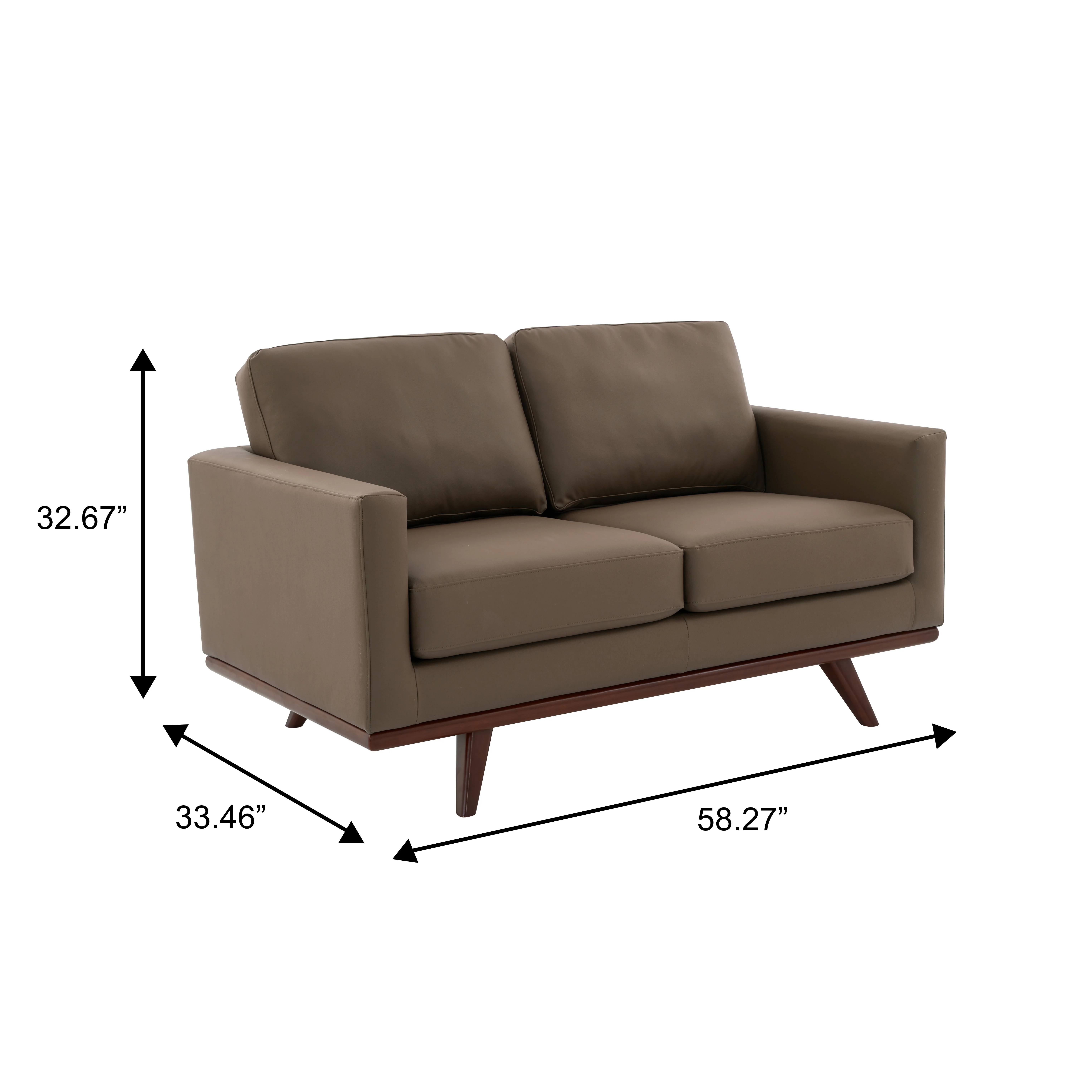 Chester Modern Faux Leather Loveseat in Taupe Leather