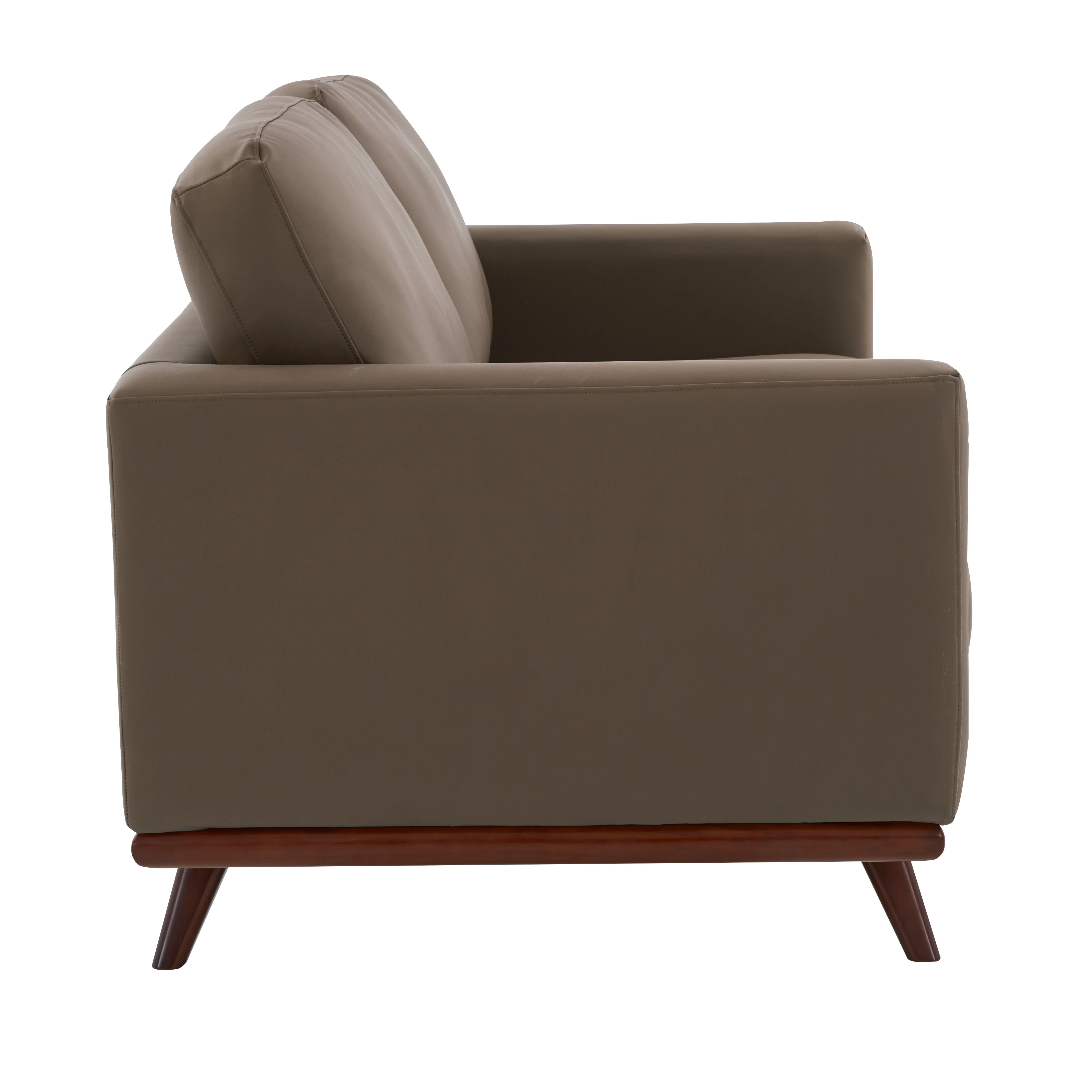 Chester Modern Faux Leather Loveseat in Taupe Leather