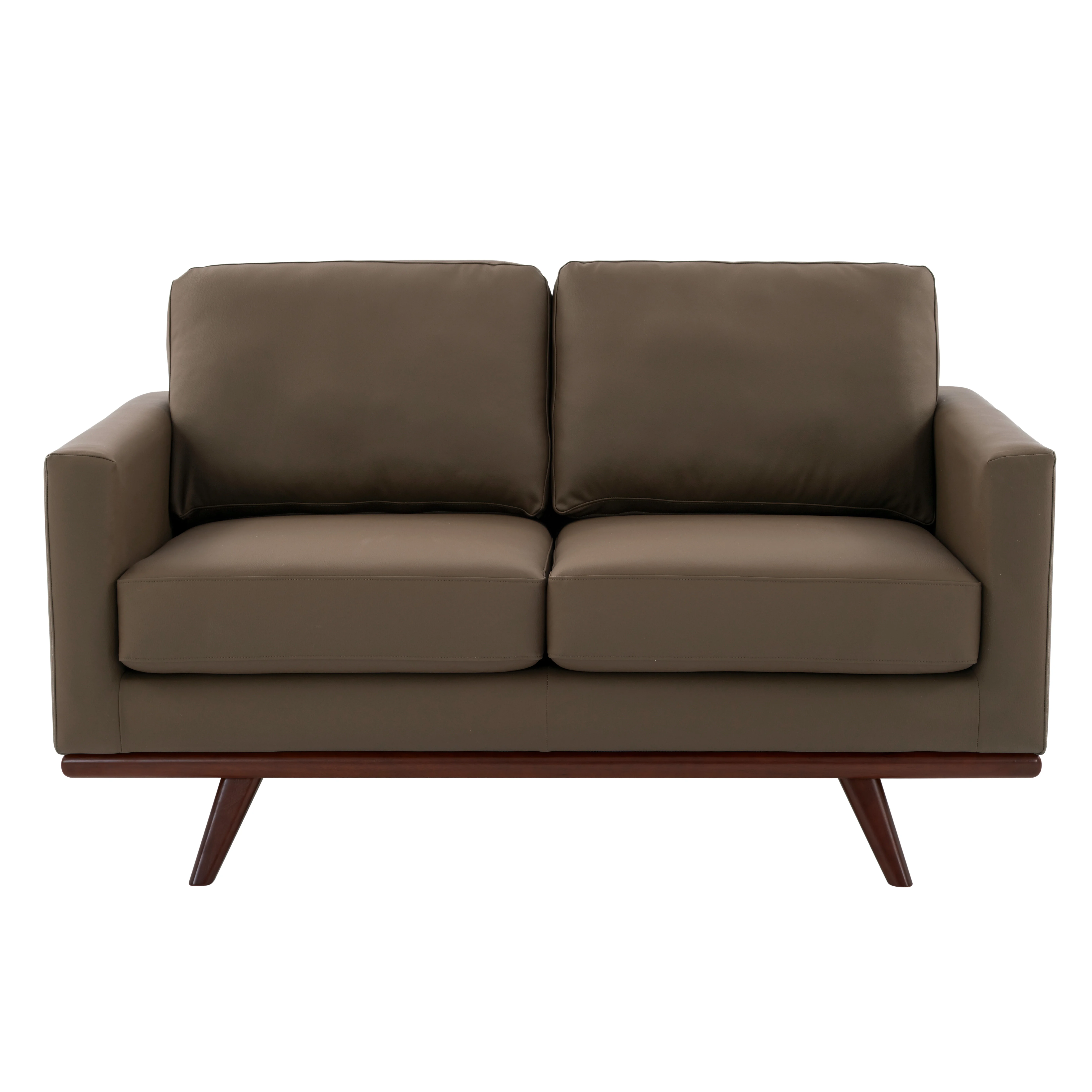 Chester Modern Faux Leather Loveseat in Taupe Leather