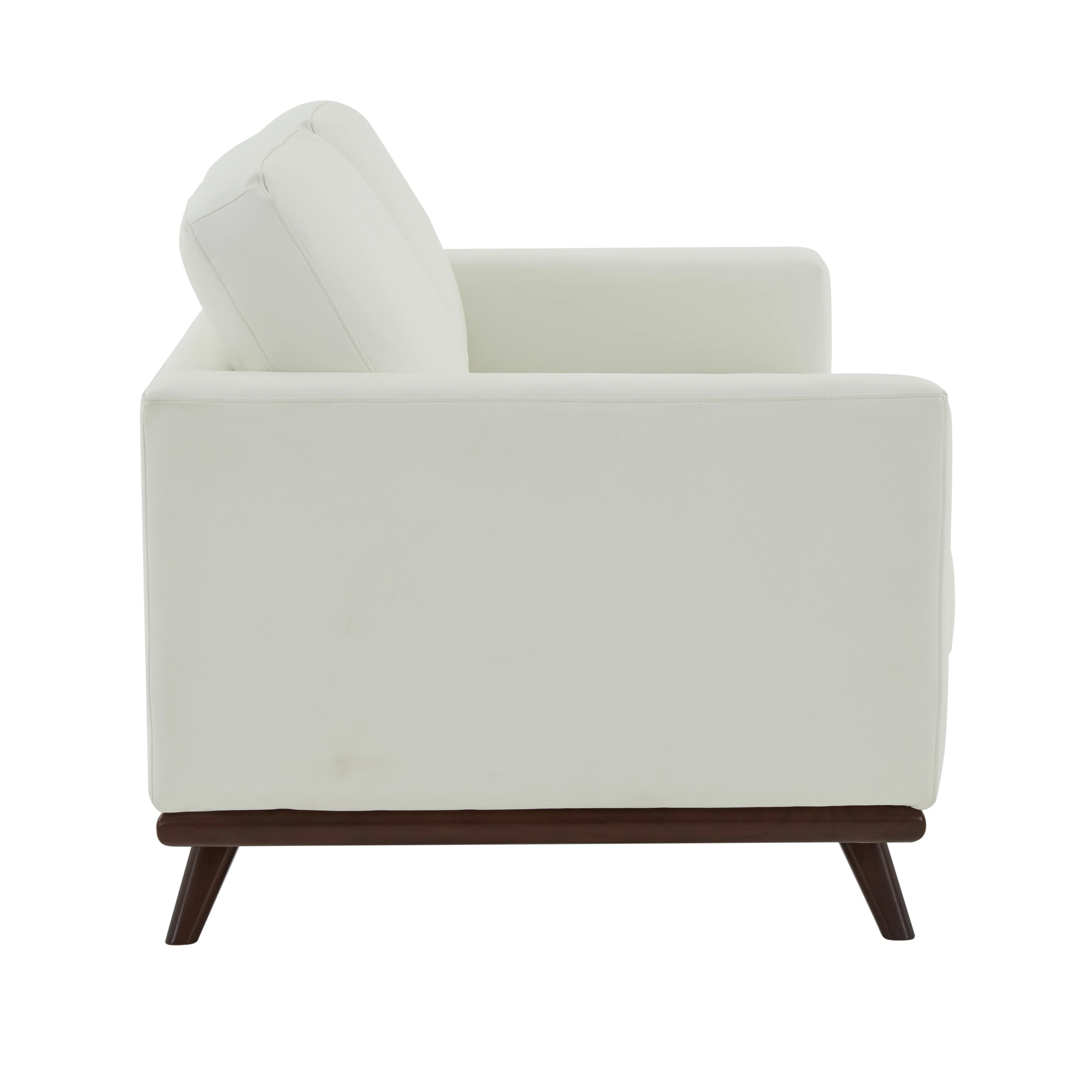 Chester Modern Leather Loveseat With Birch Wood Base