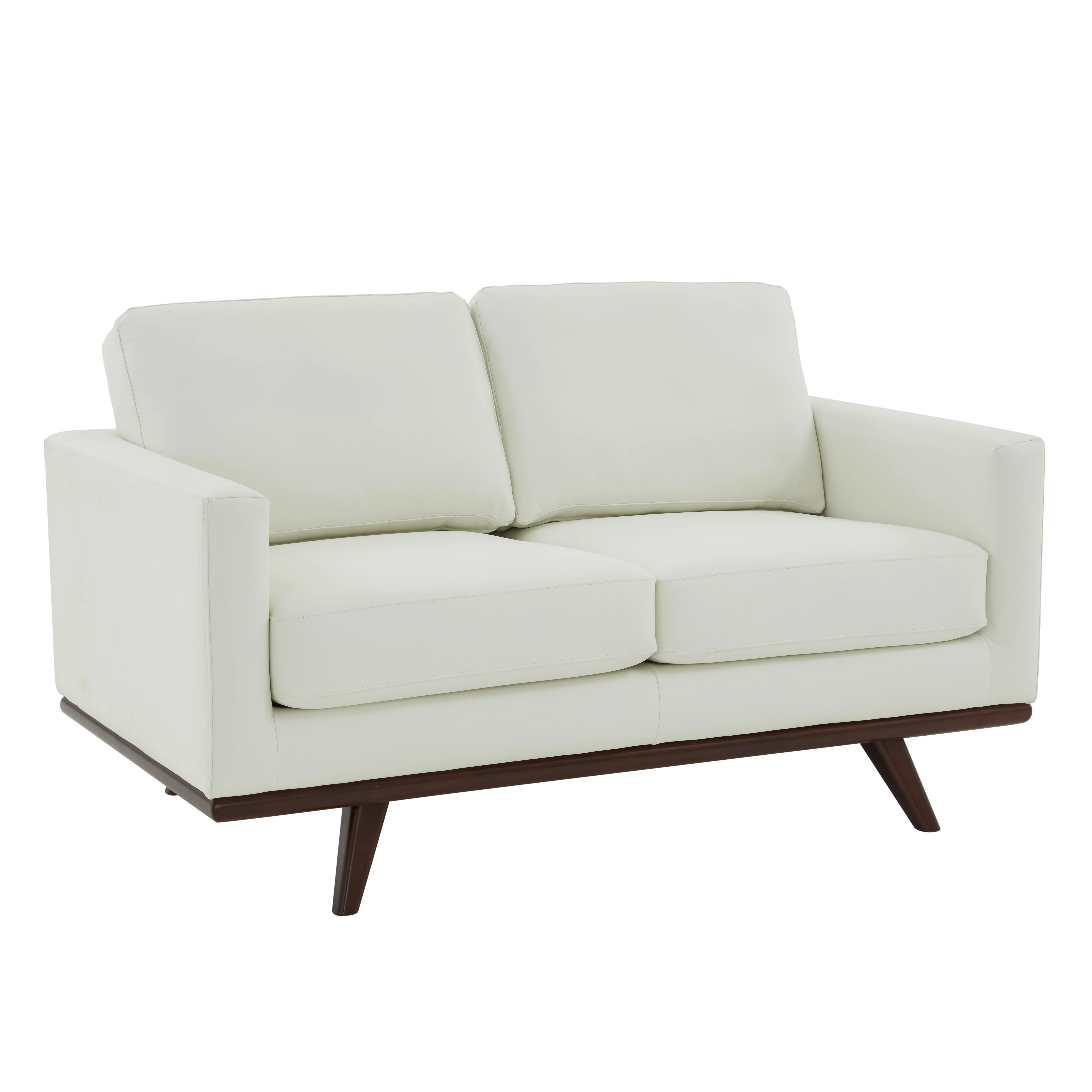 Chester Modern Leather Loveseat With Birch Wood Base
