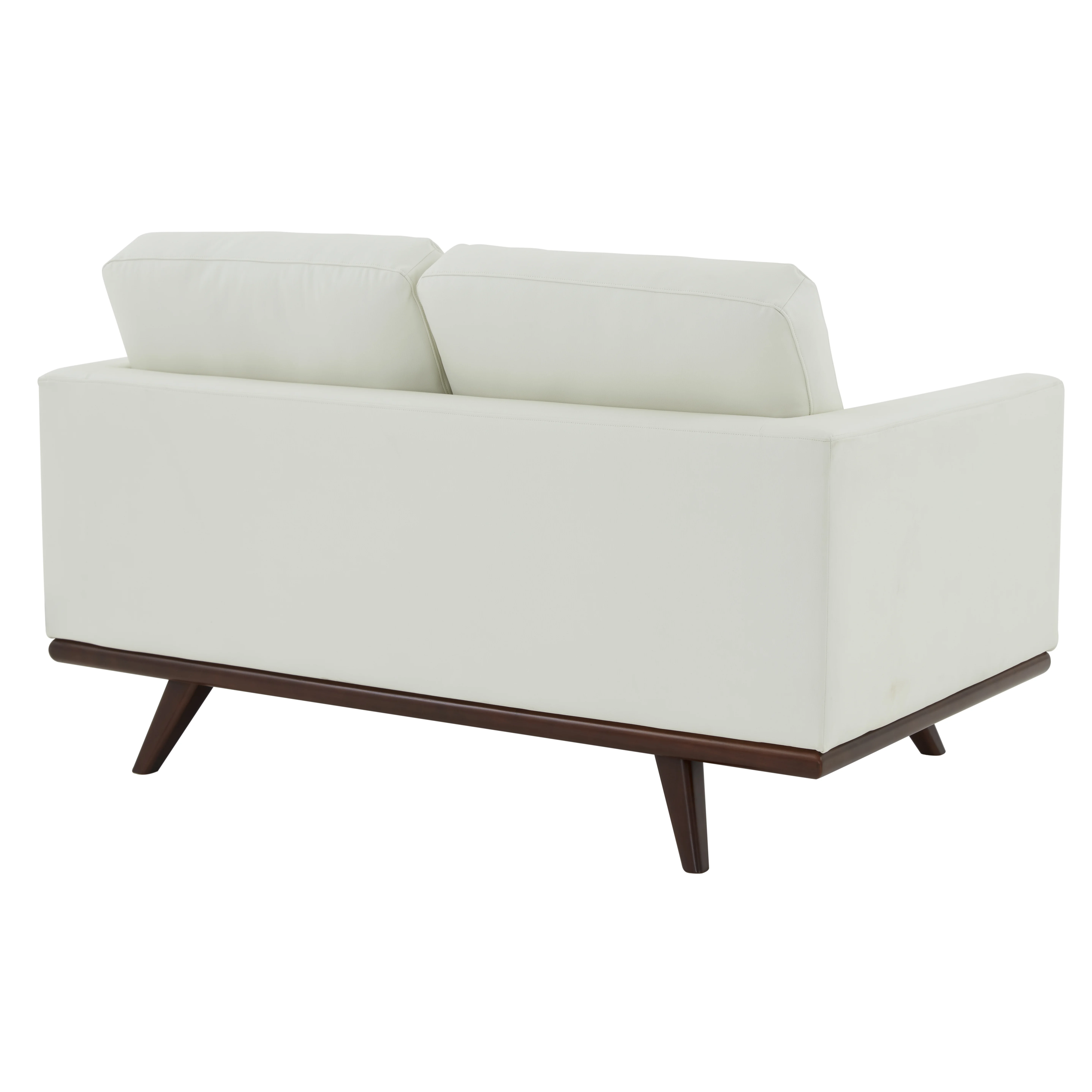 Chester Modern Leather Loveseat With Birch Wood Base