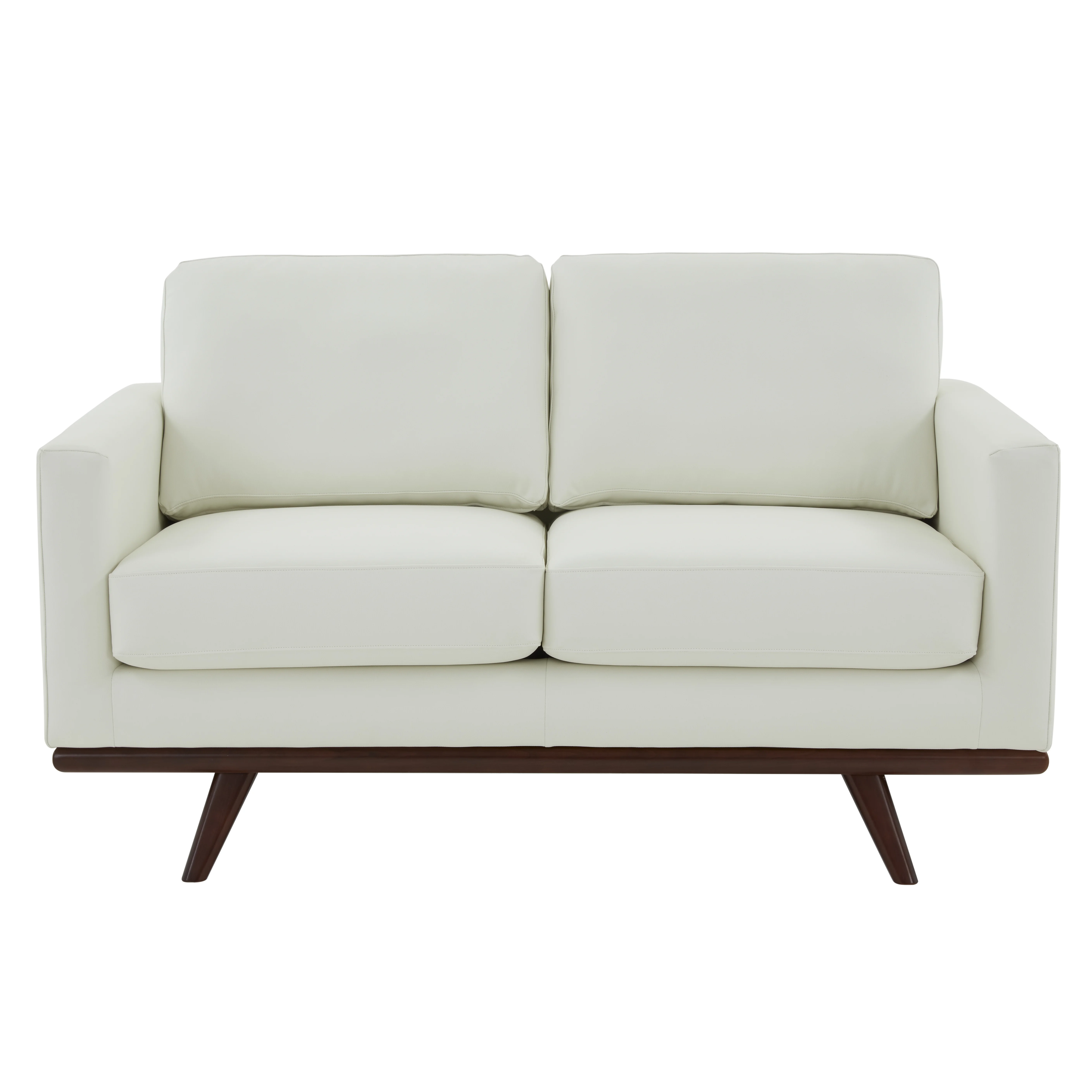 Chester Modern Leather Loveseat With Birch Wood Base
