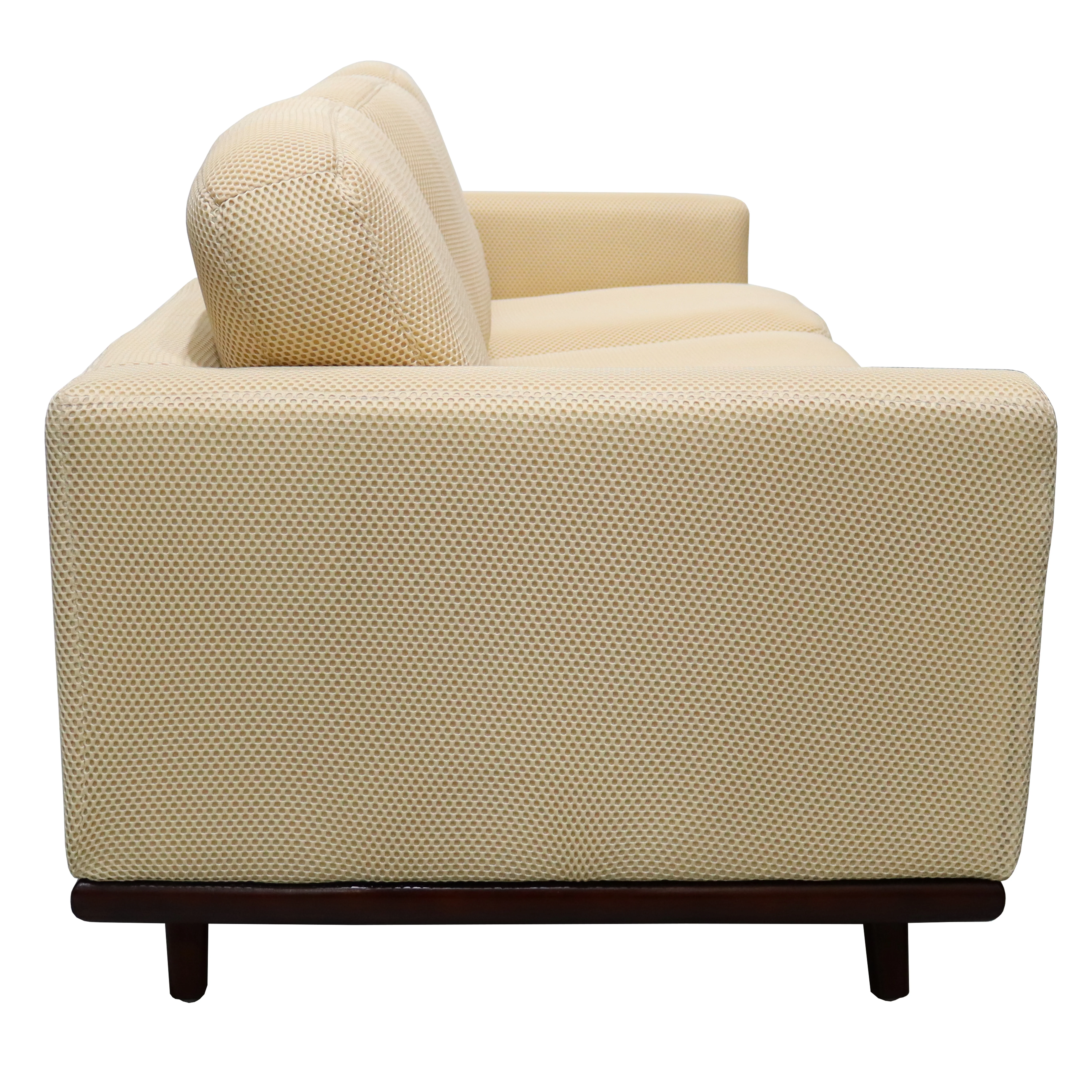 Chester Modern Faux Leather Sofa in Beige Mesh