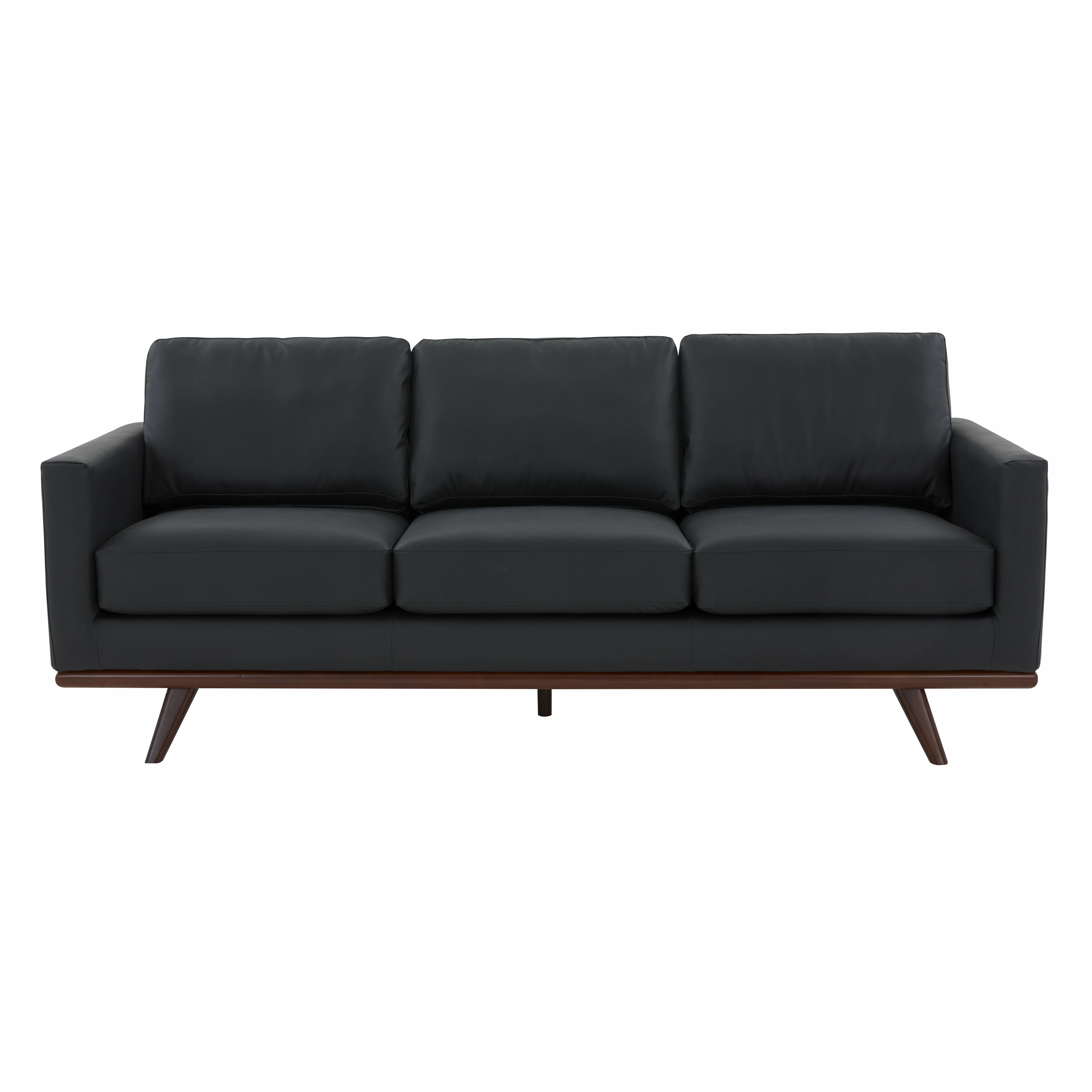 Chester Modern Leather Sofa With Birch Wood Base