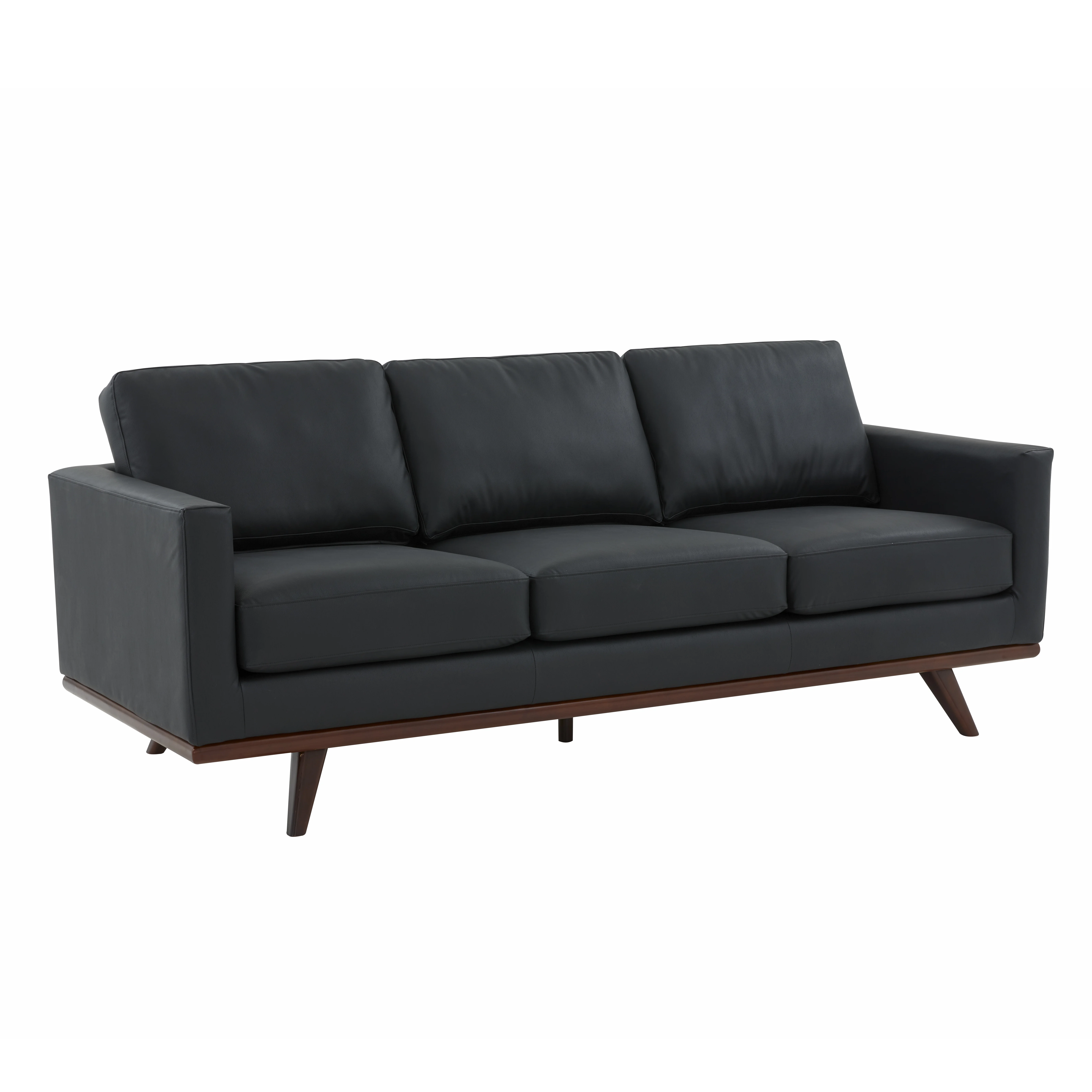 Chester Modern Leather Sofa With Birch Wood Base