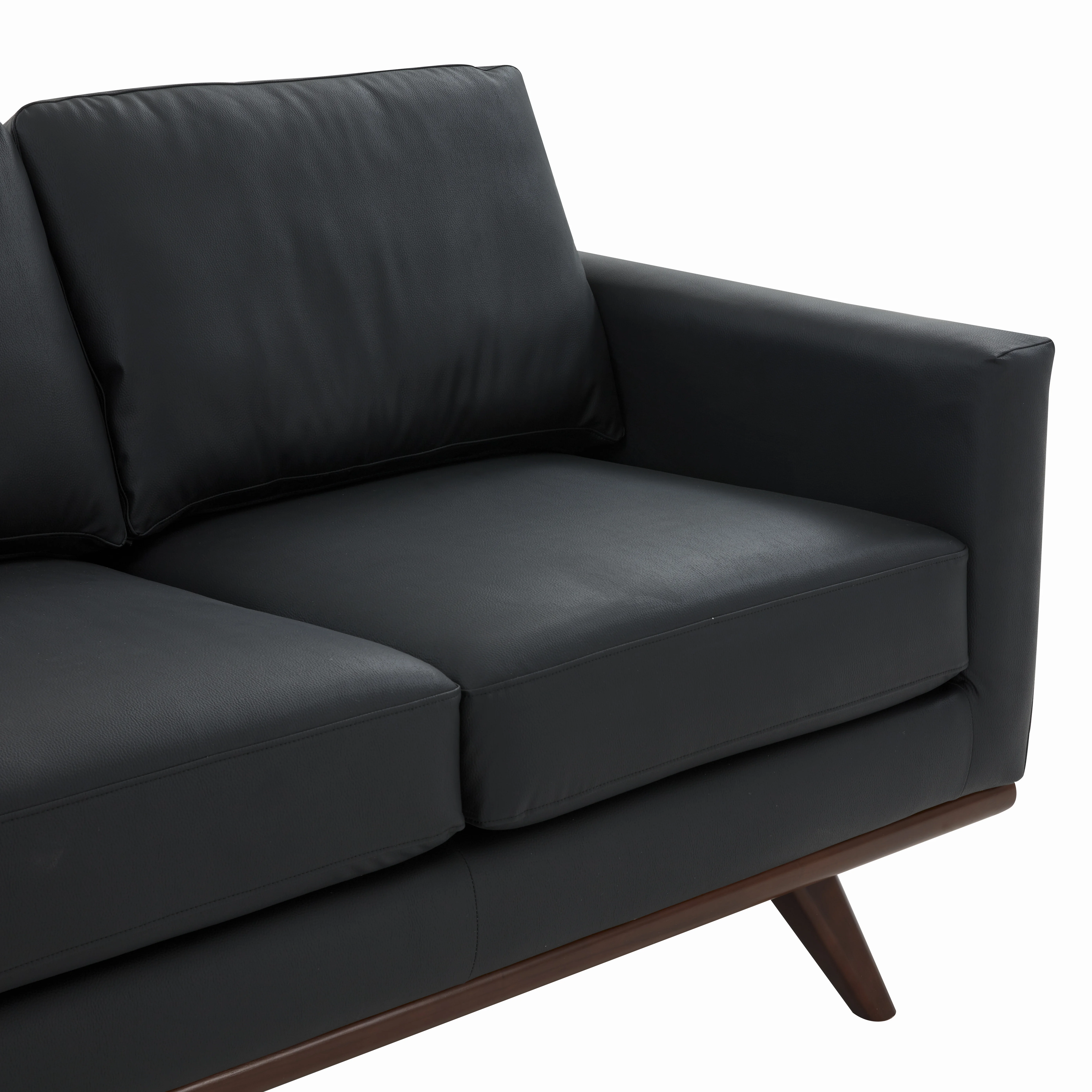 Chester Modern Leather Sofa With Birch Wood Base