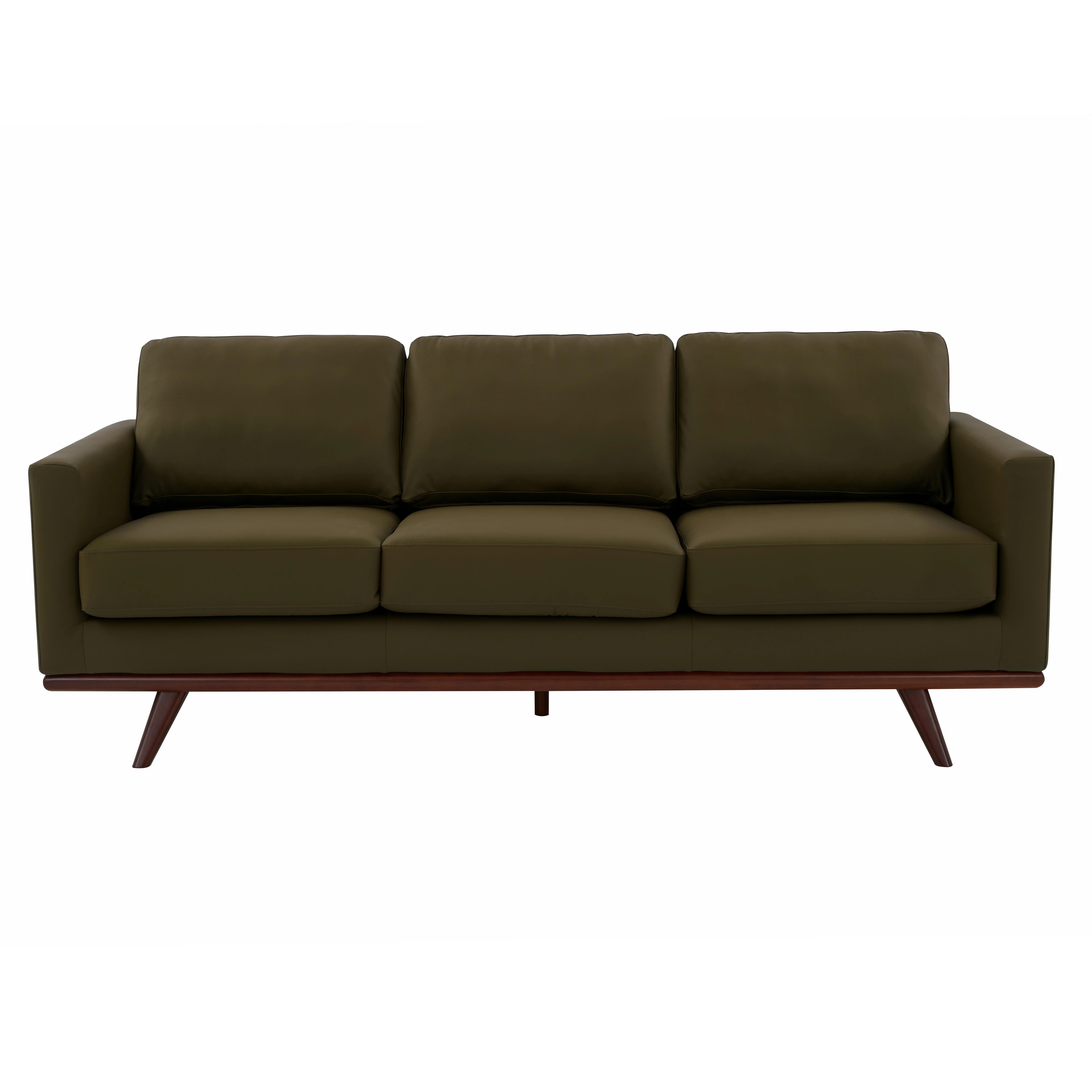 Chester Modern Faux Leather Sofa in Green Leather