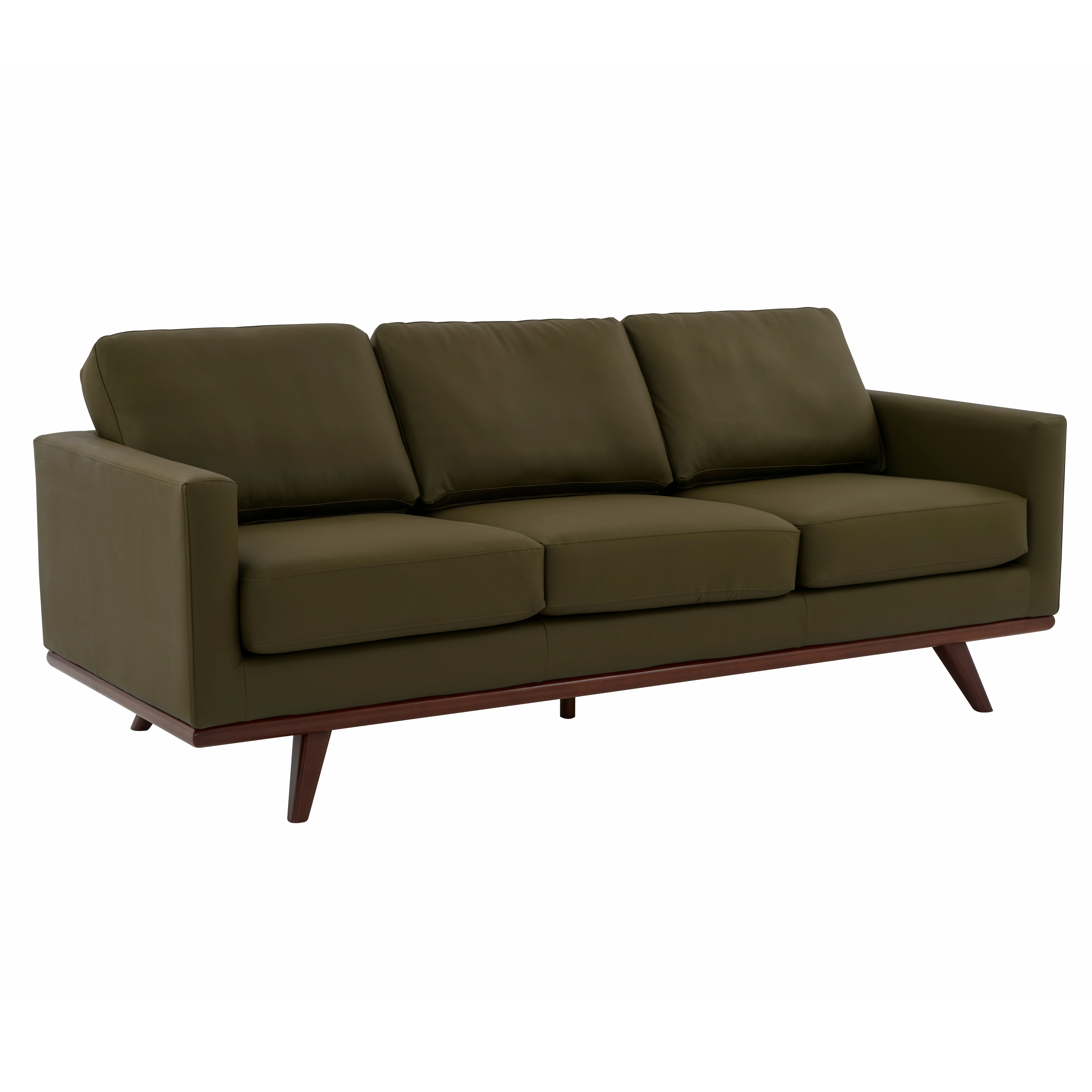 Chester Modern Faux Leather Sofa in Green Leather