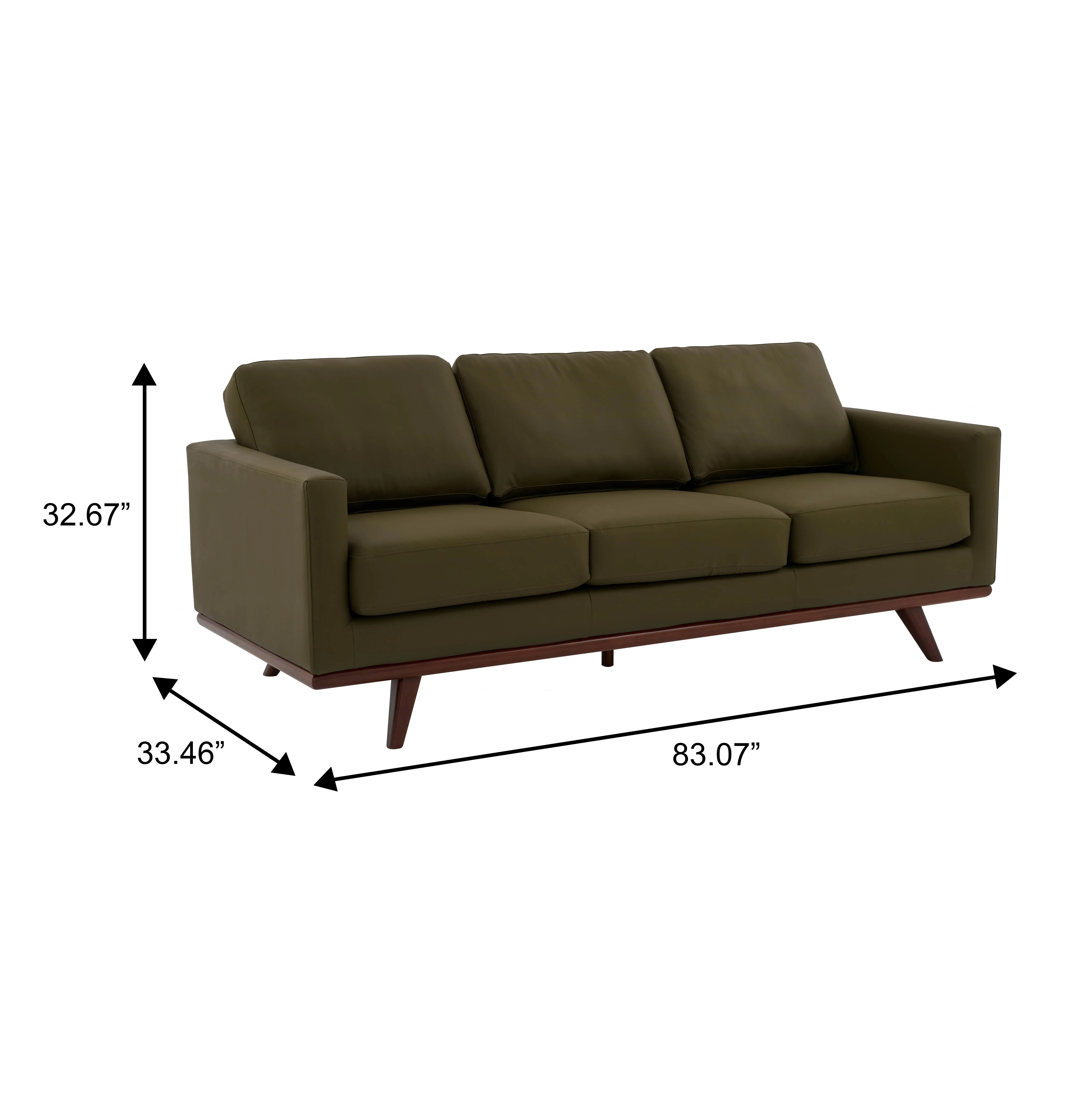 Chester Modern Faux Leather Sofa in Green Leather